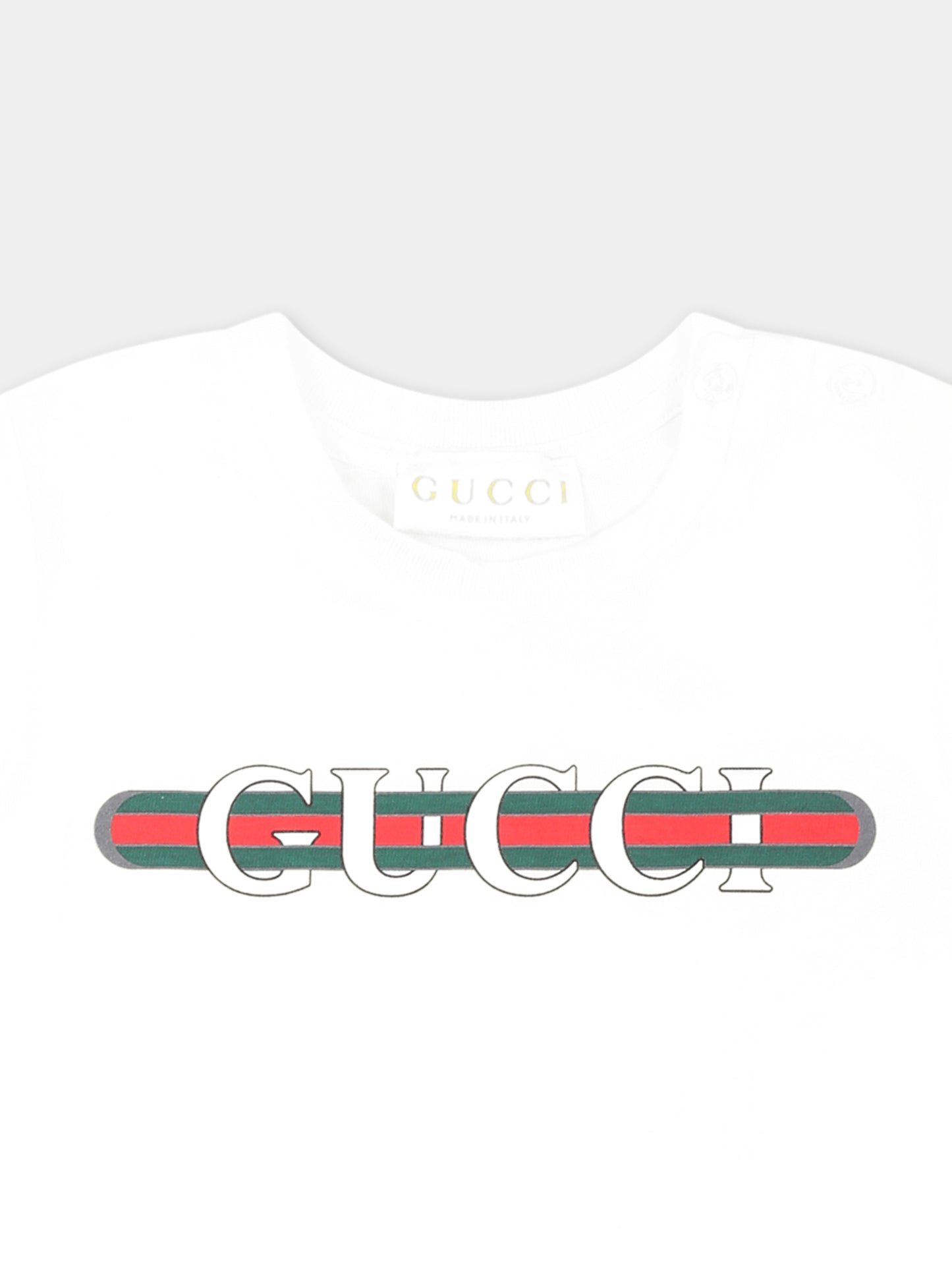 T-shirt bianca per neonati con logo,Gucci Kids,548034 XJGPI 9214
