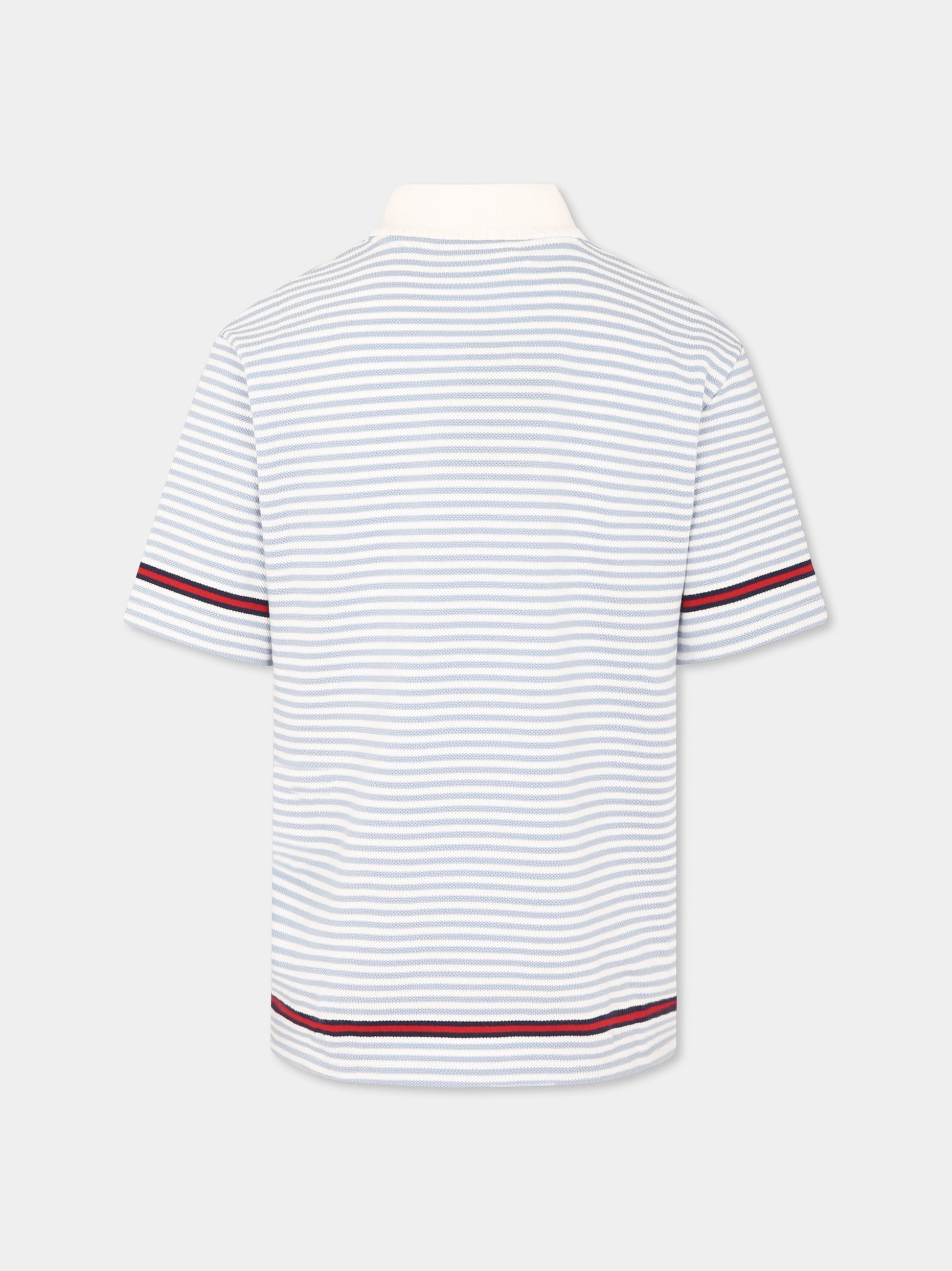 Polo celeste per bambini con logo,Gucci Kids,805408 XJGXY 9716