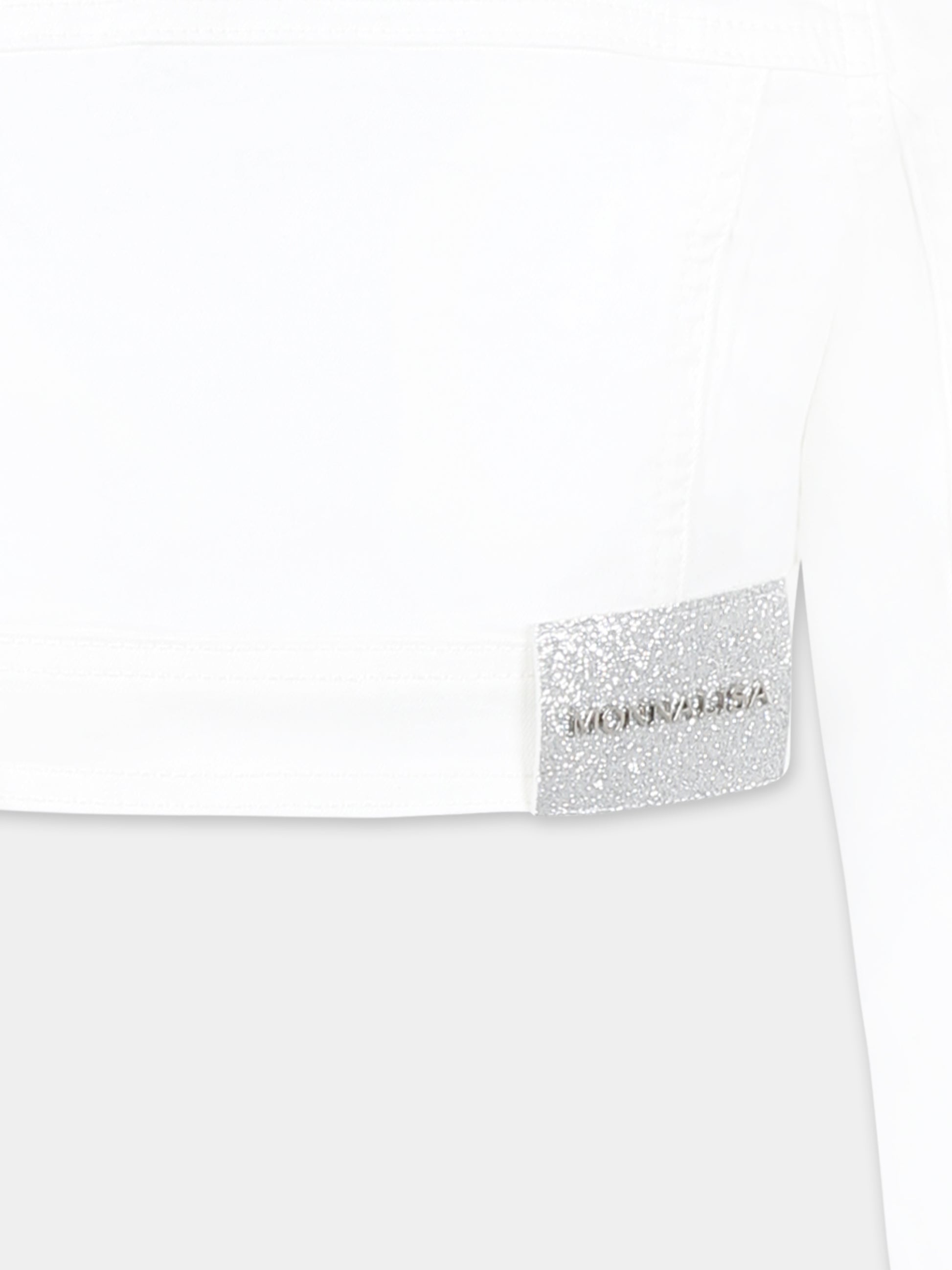 Giubbotto di jeans crop bianco per bambina con cristalli,Monnalisa,79E101 5021 0001