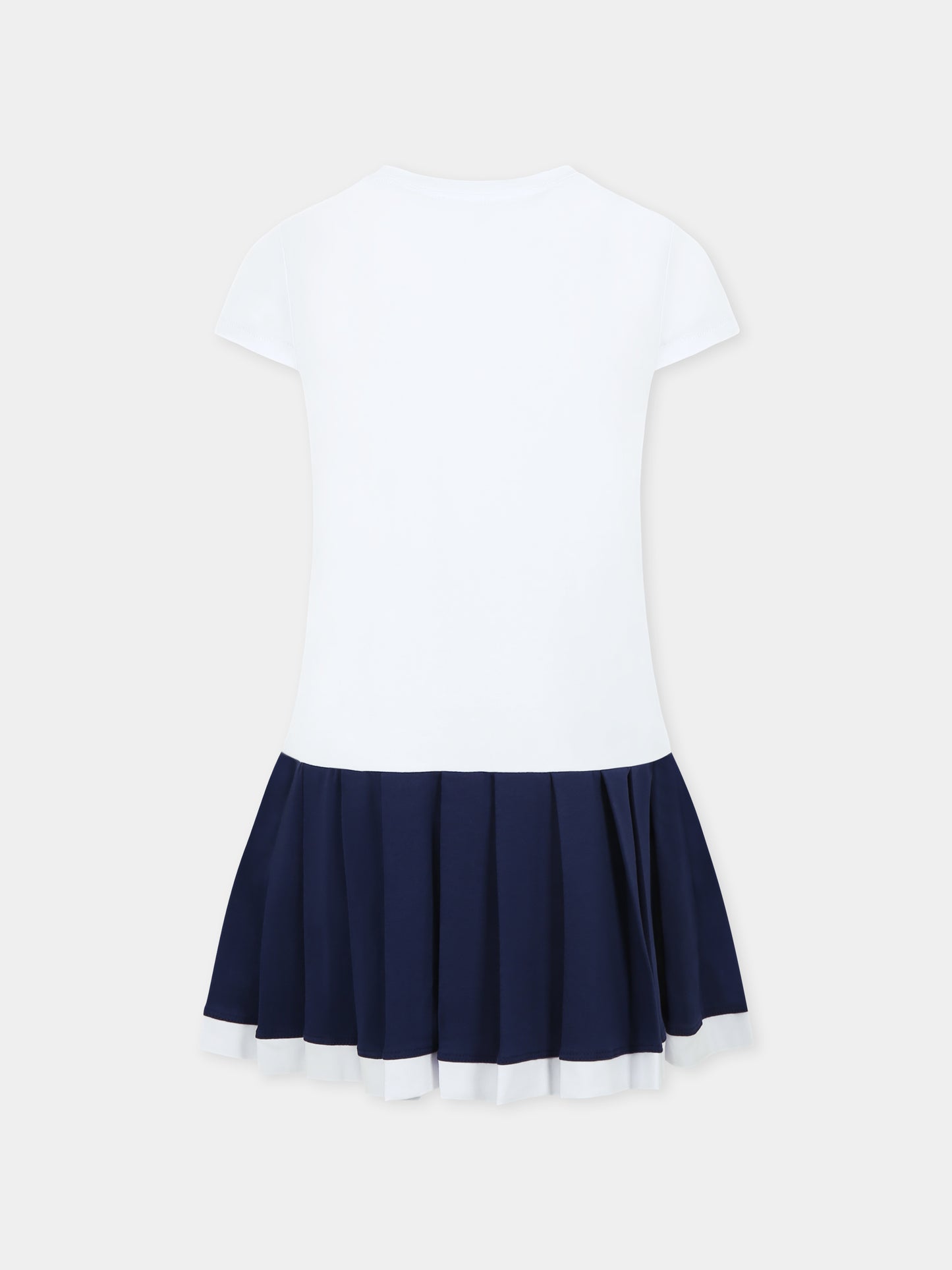 Vestito bianco per bambina con coniglietta e strass,Monnalisa,19E916 5014 9956