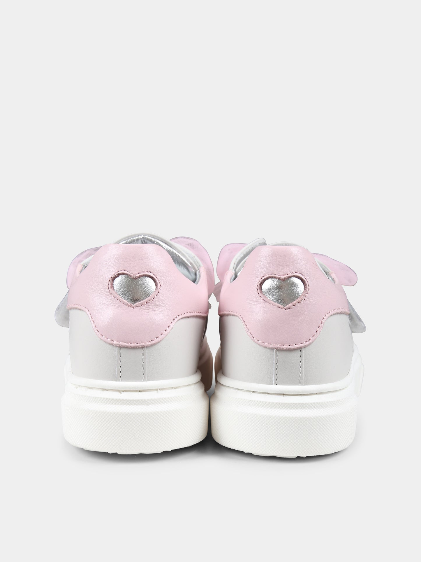 Sneakers grigie per bambina con fiocco,Monnalisa,83E008 5721 0190