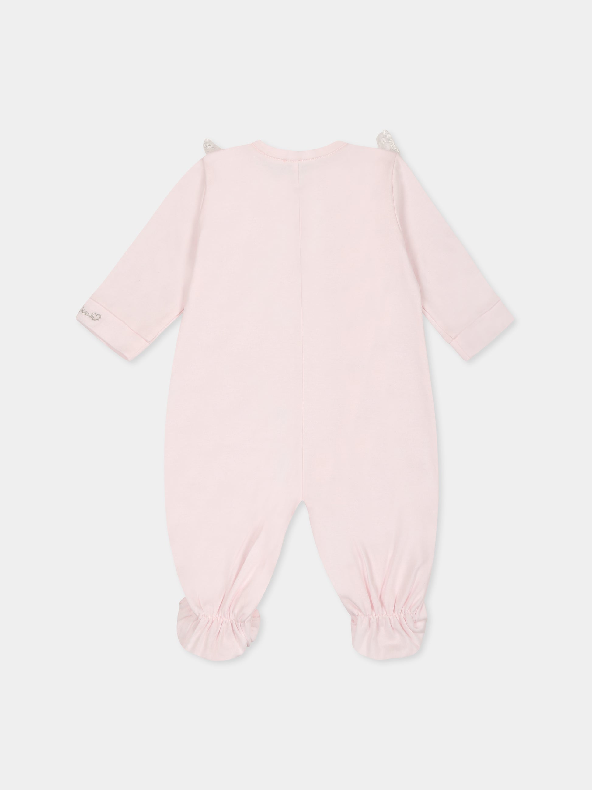 Tutina rosa per neonata con logo,Monnalisa,35E220 5205 0091