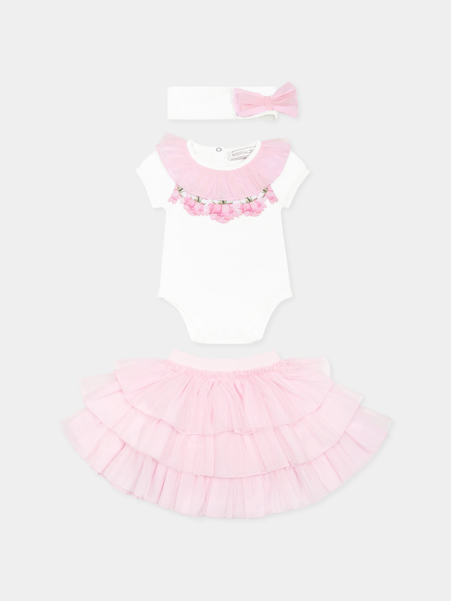 Completo rosa per neonata con rose