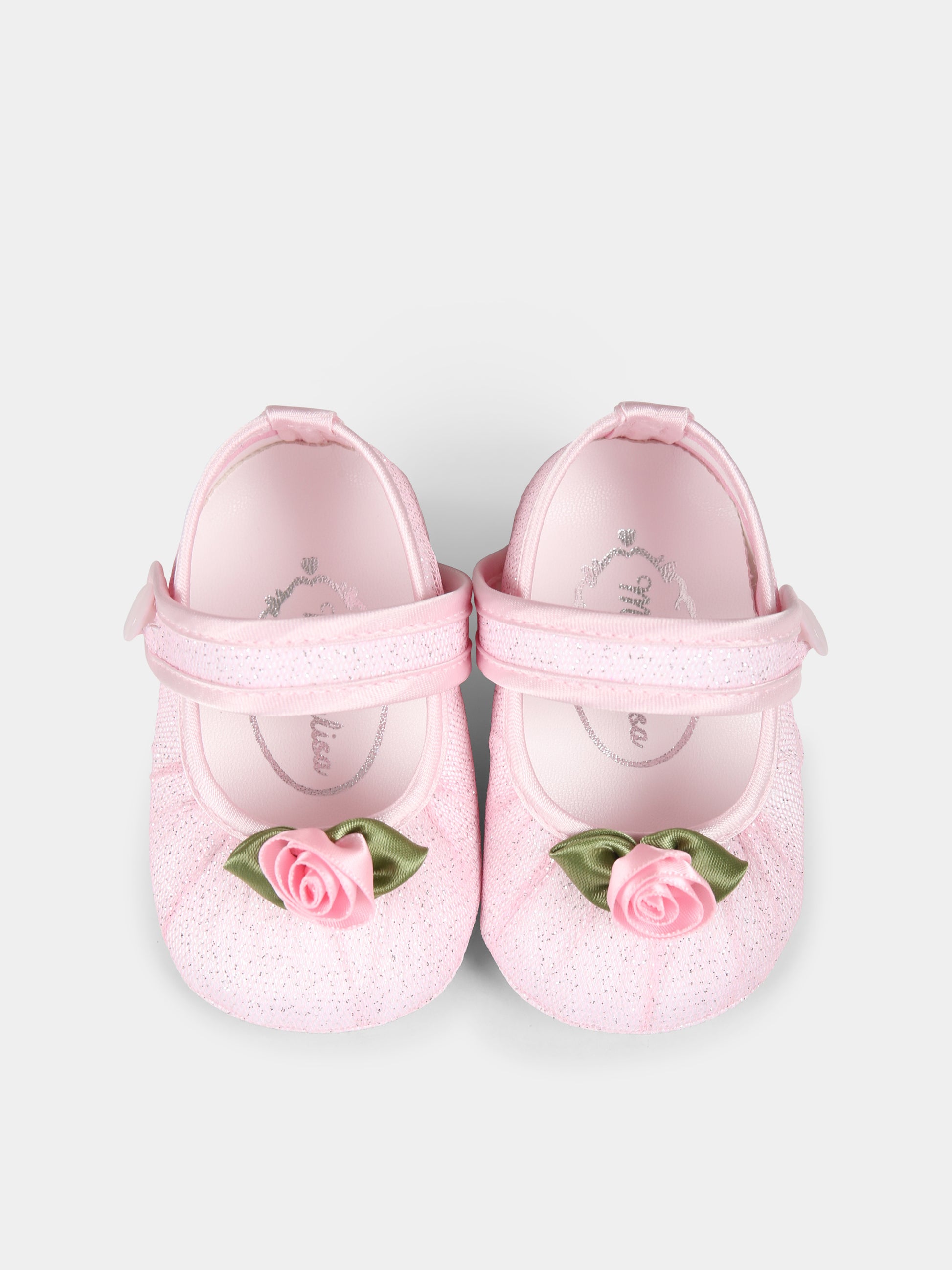 Ballerine rosa per neonata con rosa,Monnalisa,39E002 5907 9075