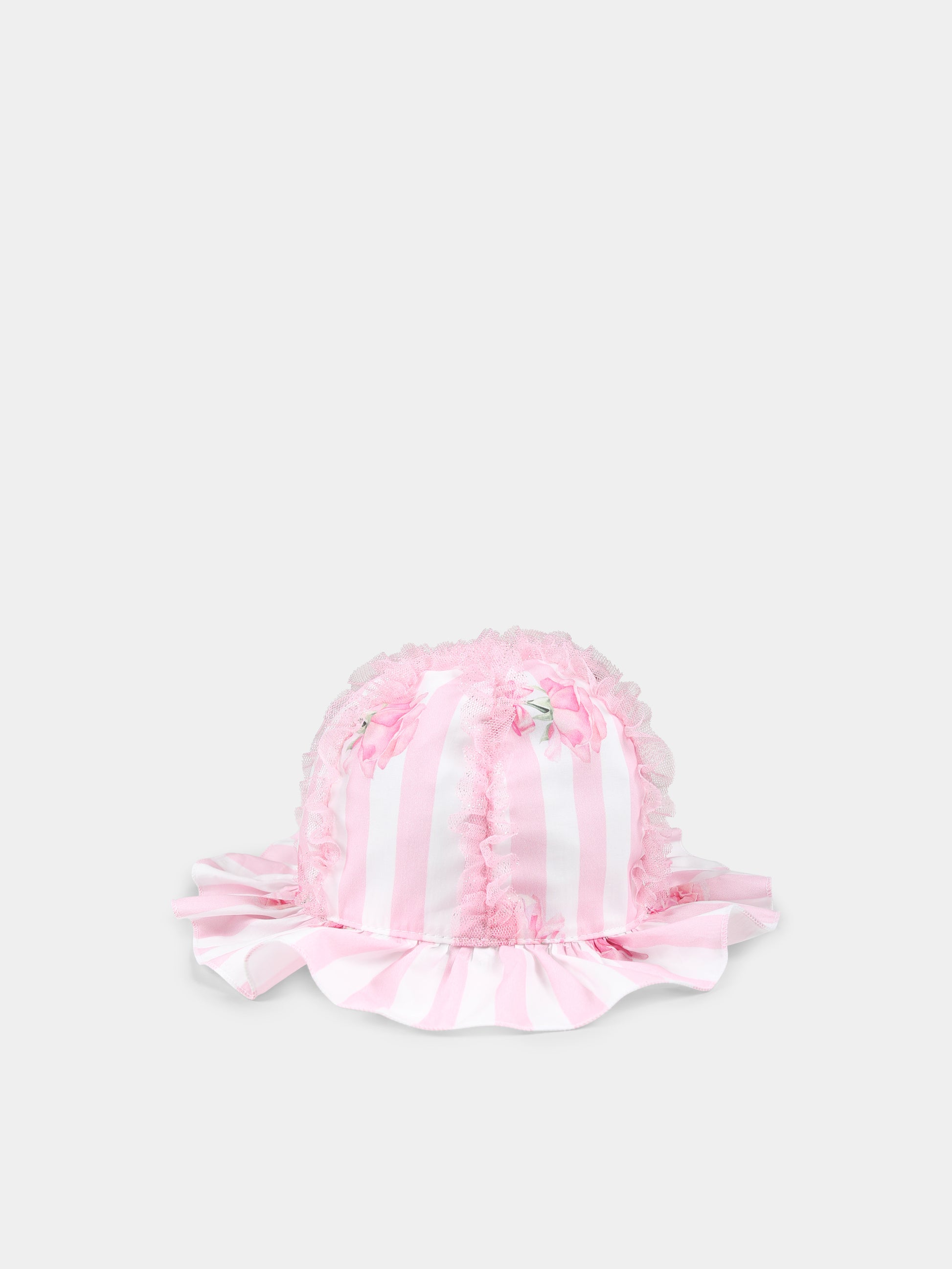 Cloche rosa per neonata con rose,Monnalisa,39E000 5650 9990