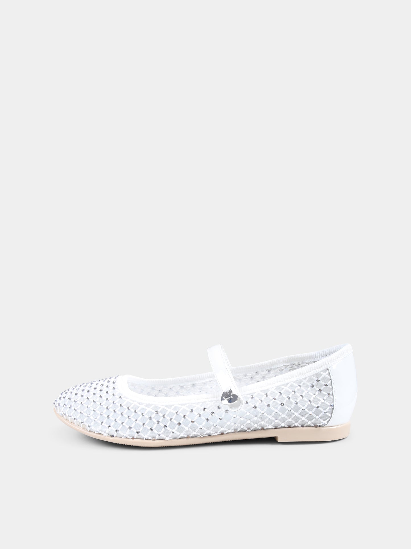 Ballerine bianche per bambina con strass,Monnalisa,87E003 5724 0001