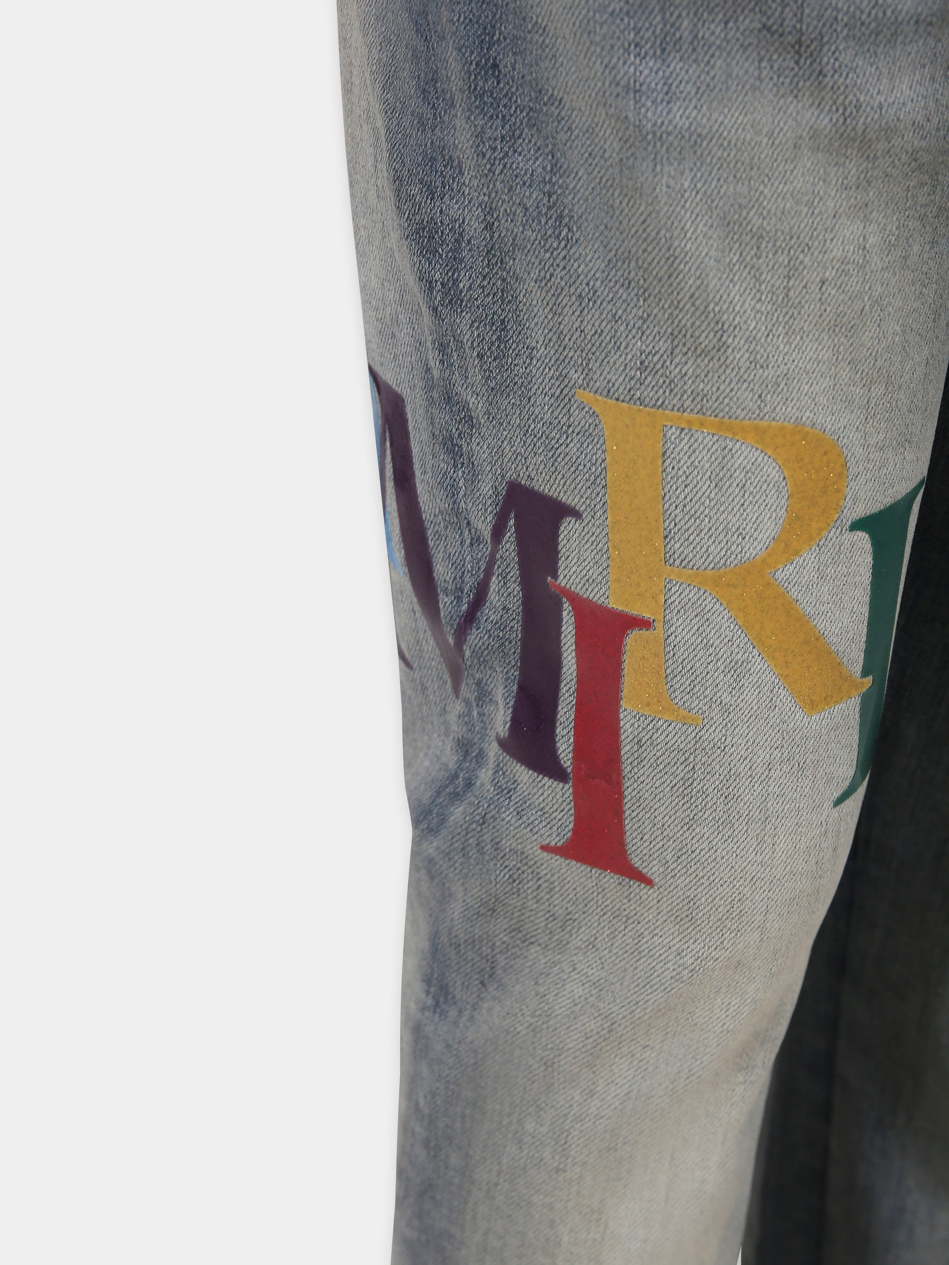 Jeans denim per bambini con logo,Amiri,AKDNSY1006 ANTIQUE INDIGO