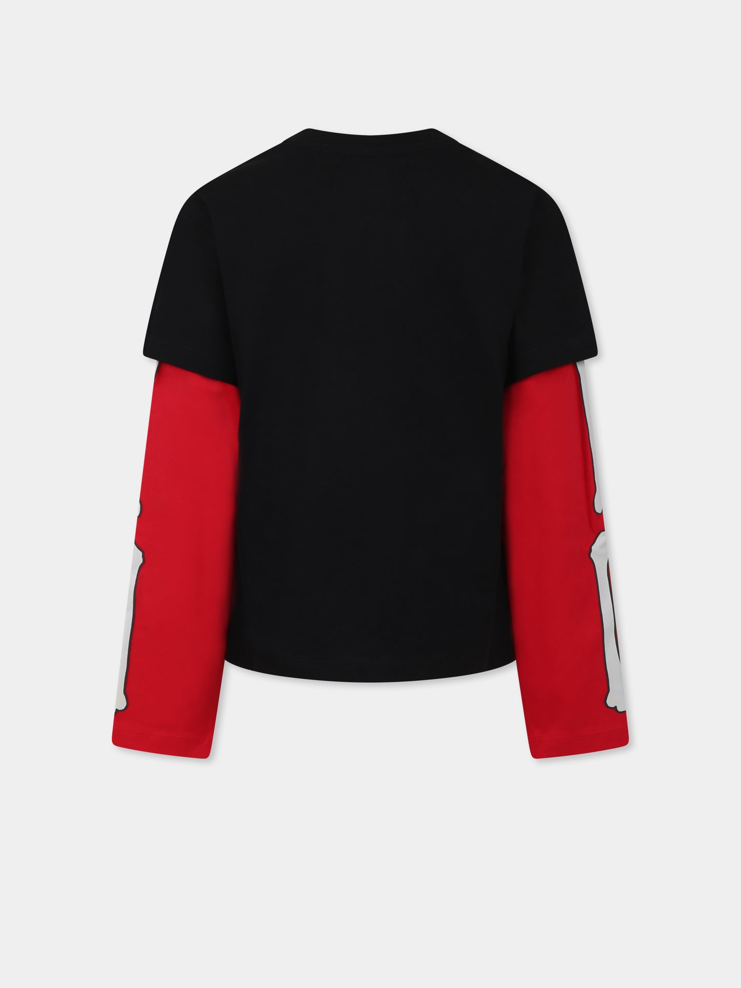 T-shirt nera per bambini con logo e stampa ossa,Amiri,AKJYTE1023 ALABASTER