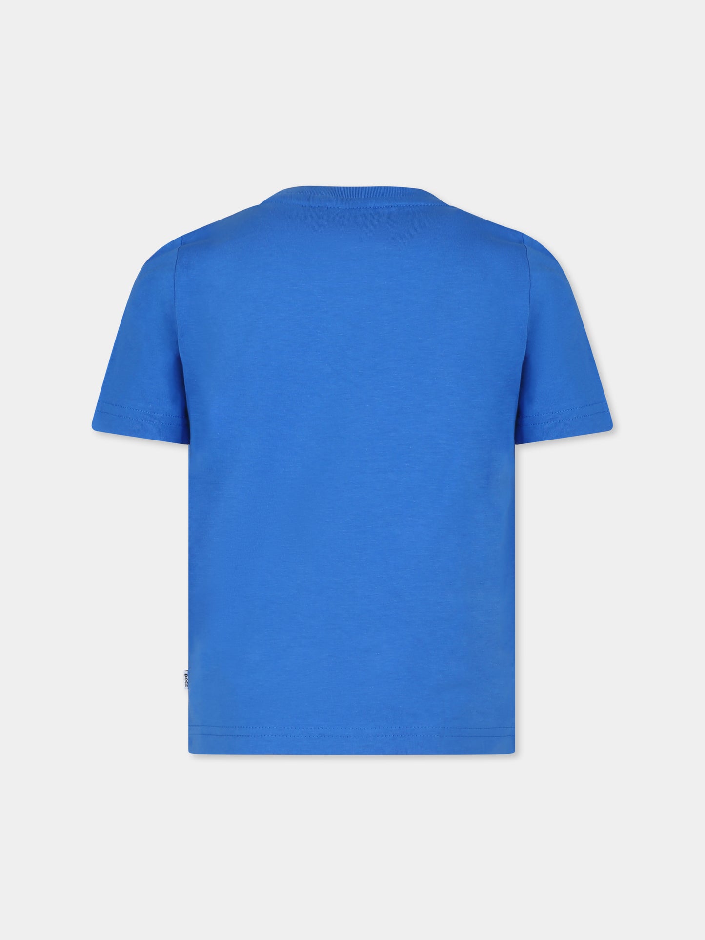 T-shirt azzurra per bambino con logo,Boss,J25O65 846
