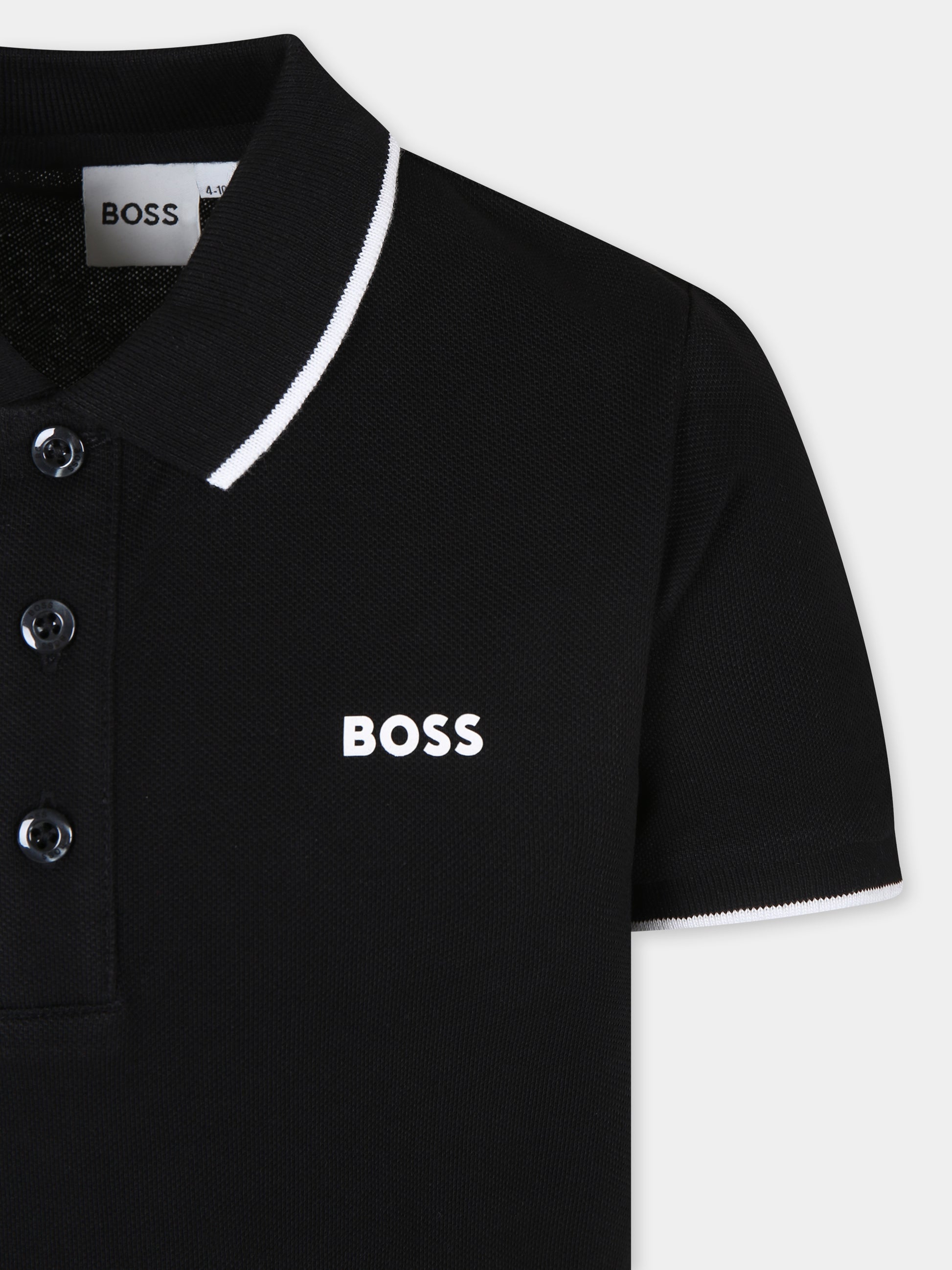 Polo nera per bambino con logo,Boss,J25P26 09B