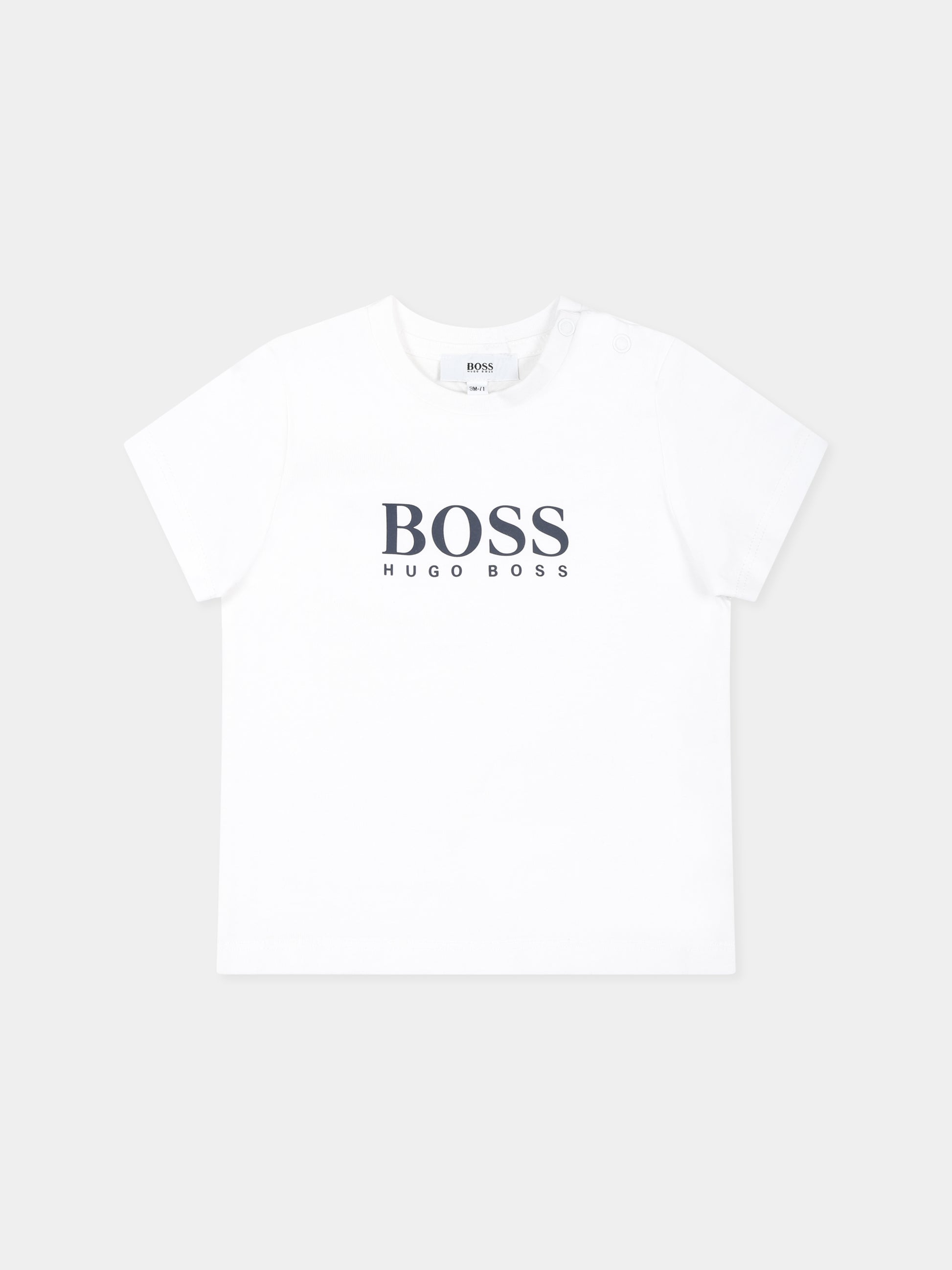 T-shirt bianca per neonato con logo,Boss,J05P07 10B