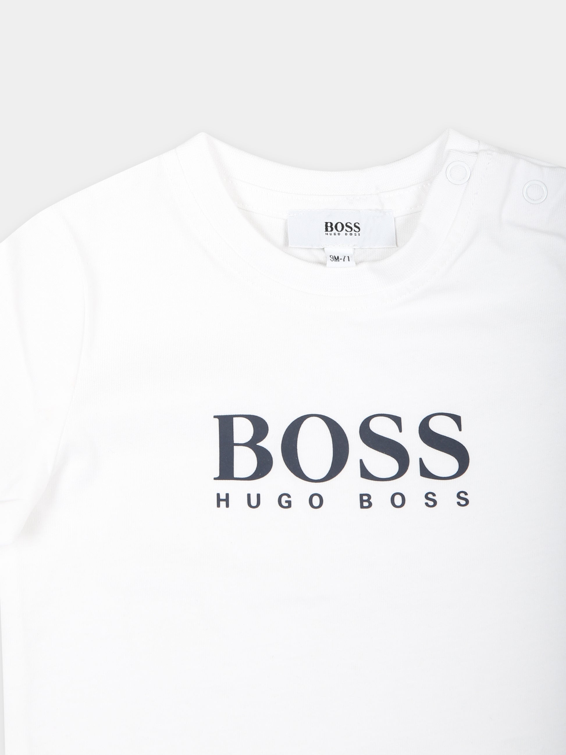 T-shirt bianca per neonato con logo,Boss,J05P07 10B