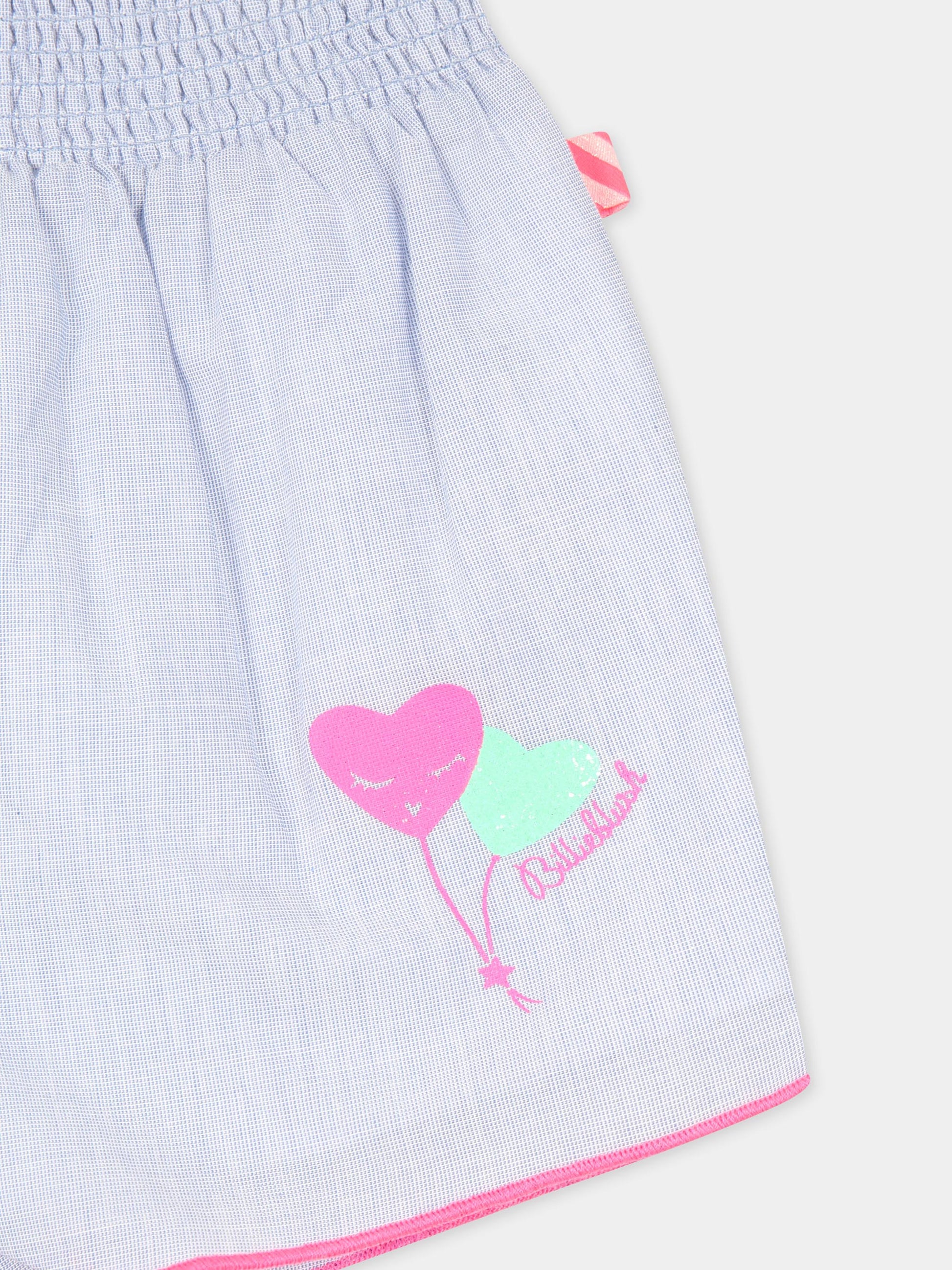 Shorts celesti per neonata con cuori,Billieblush,U04275 798