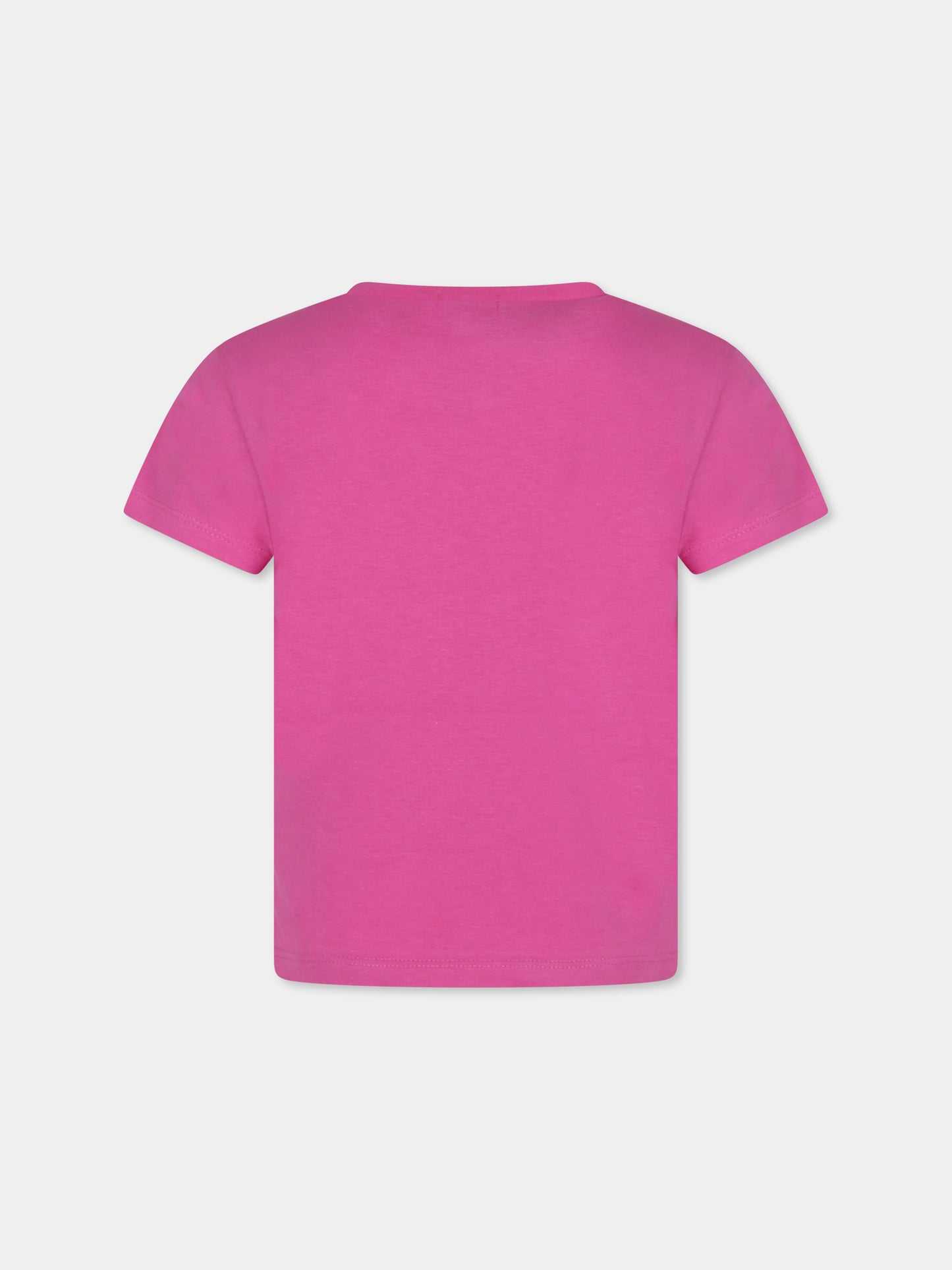 T-shirt fucsia per bambina con arcobaleno,Billieblush,U15B31 482