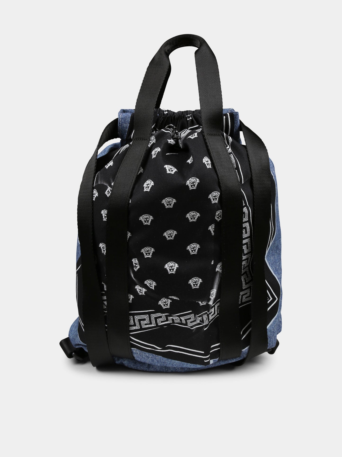 Zaino denim per bambini con stampa bandana Medusa,Versace,1017913 1A12275 2UX40