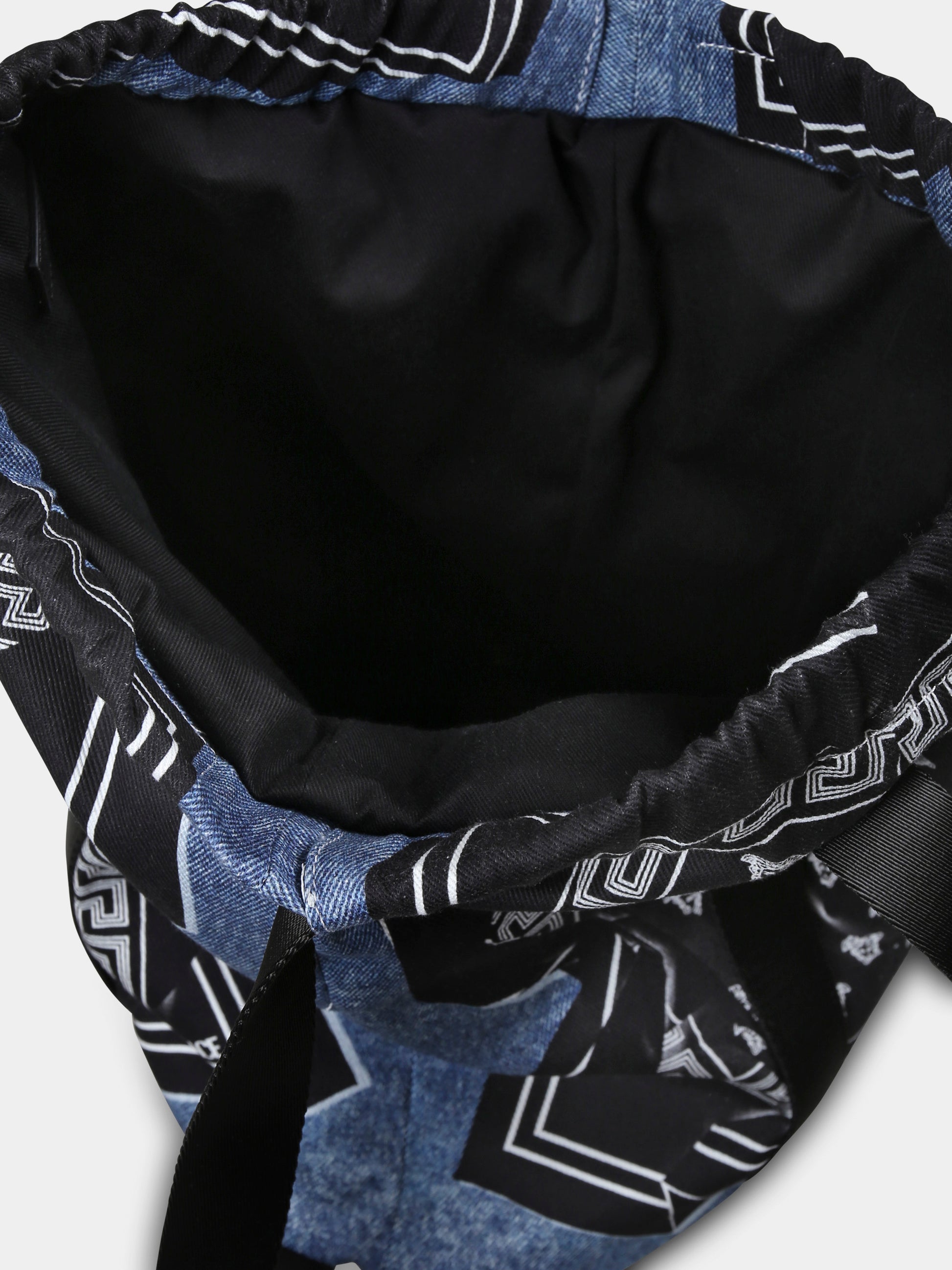 Zaino denim per bambini con stampa bandana Medusa,Versace,1017913 1A12275 2UX40
