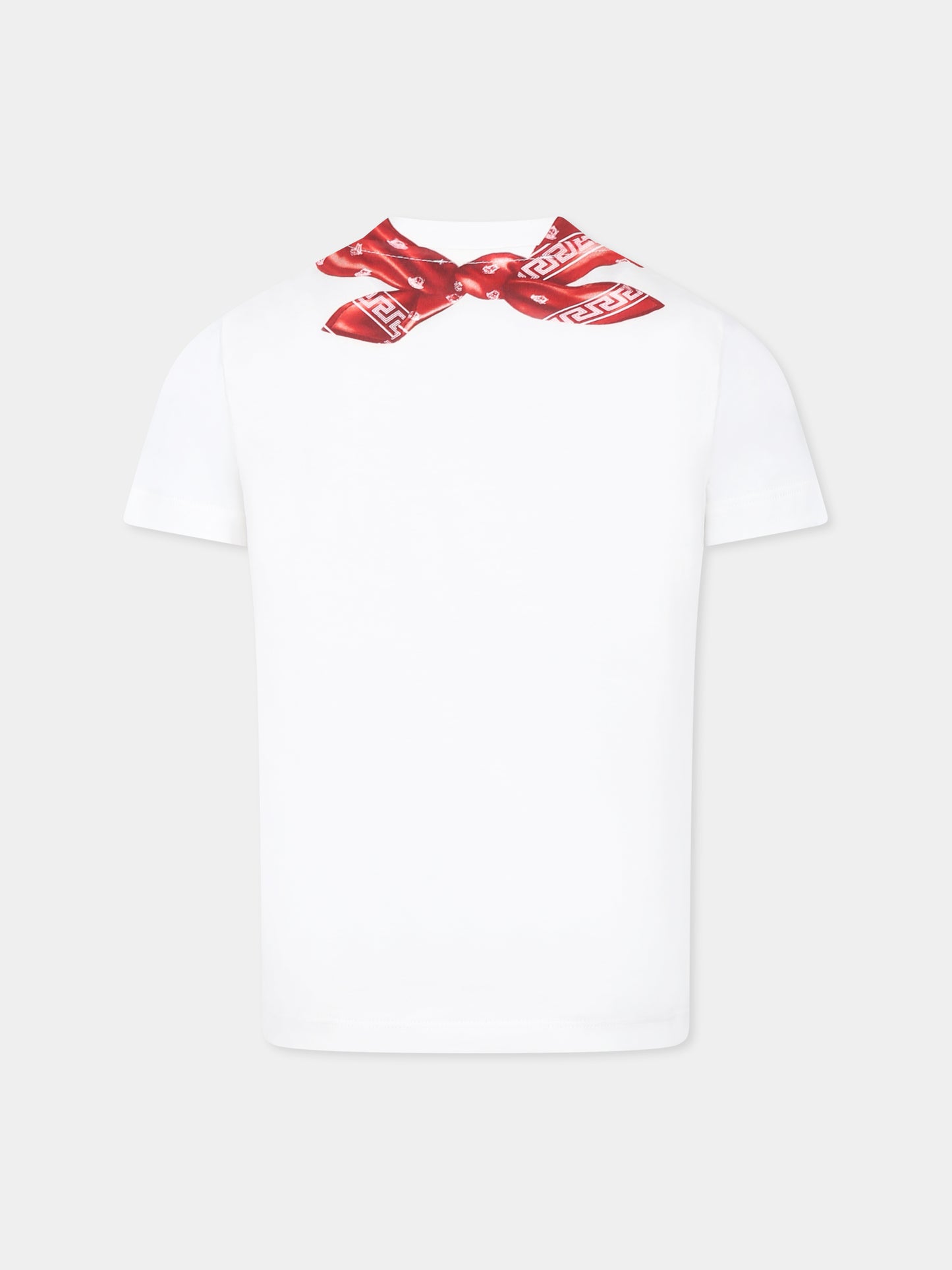 T-shirt bianca per bambini con bandana e Medusa,Versace,1018570 1A13237 2W120