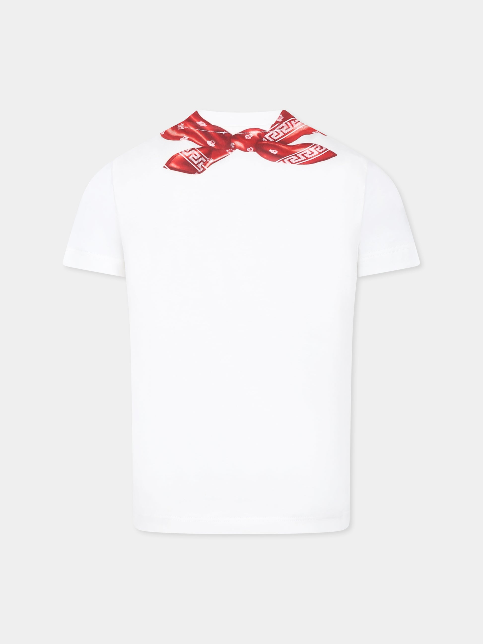 T-shirt bianca per bambini con bandana e Medusa,Versace,1018570 1A13237 2W120