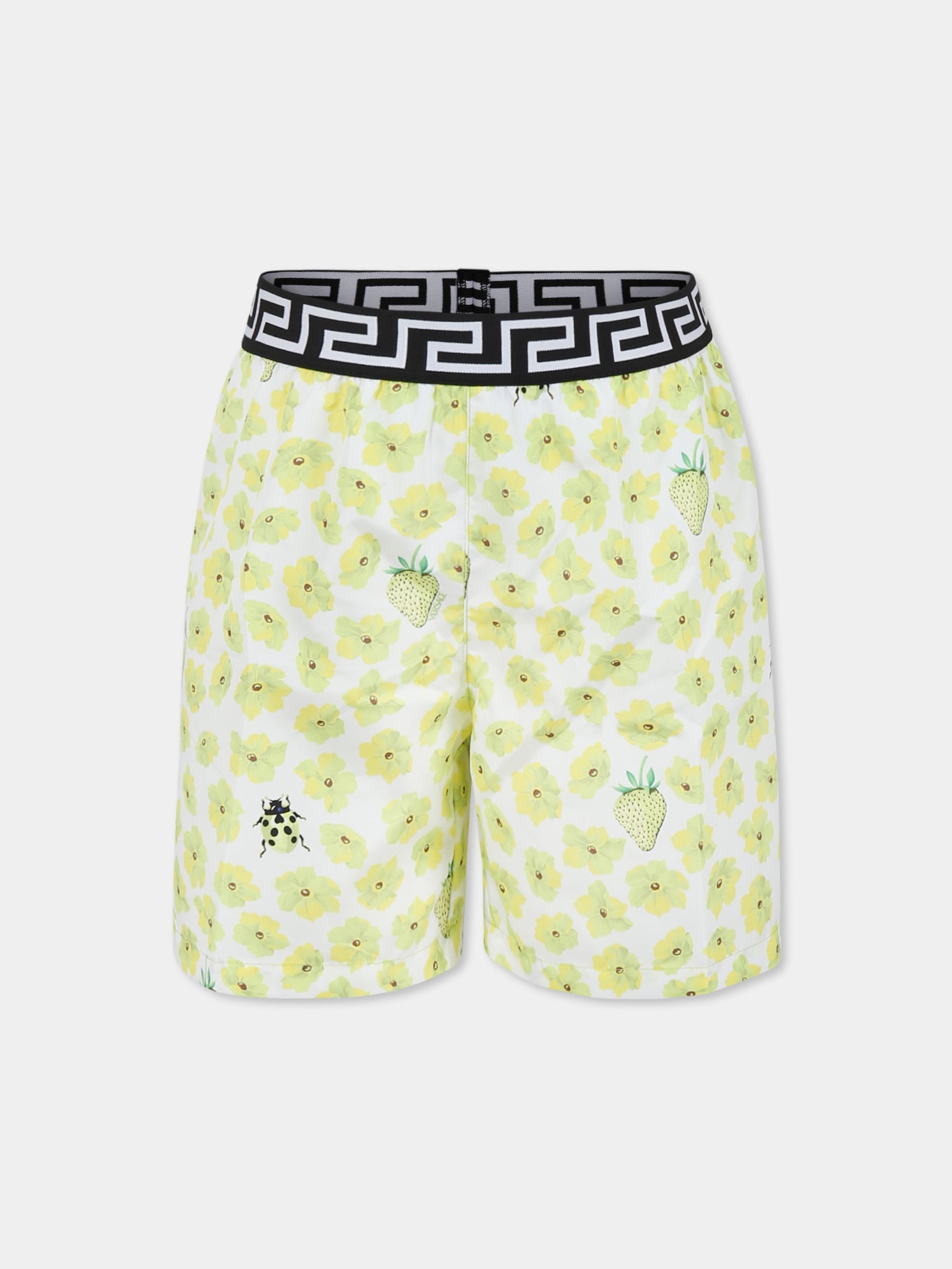 Boxer mare giallo per bambino con stampa floreale