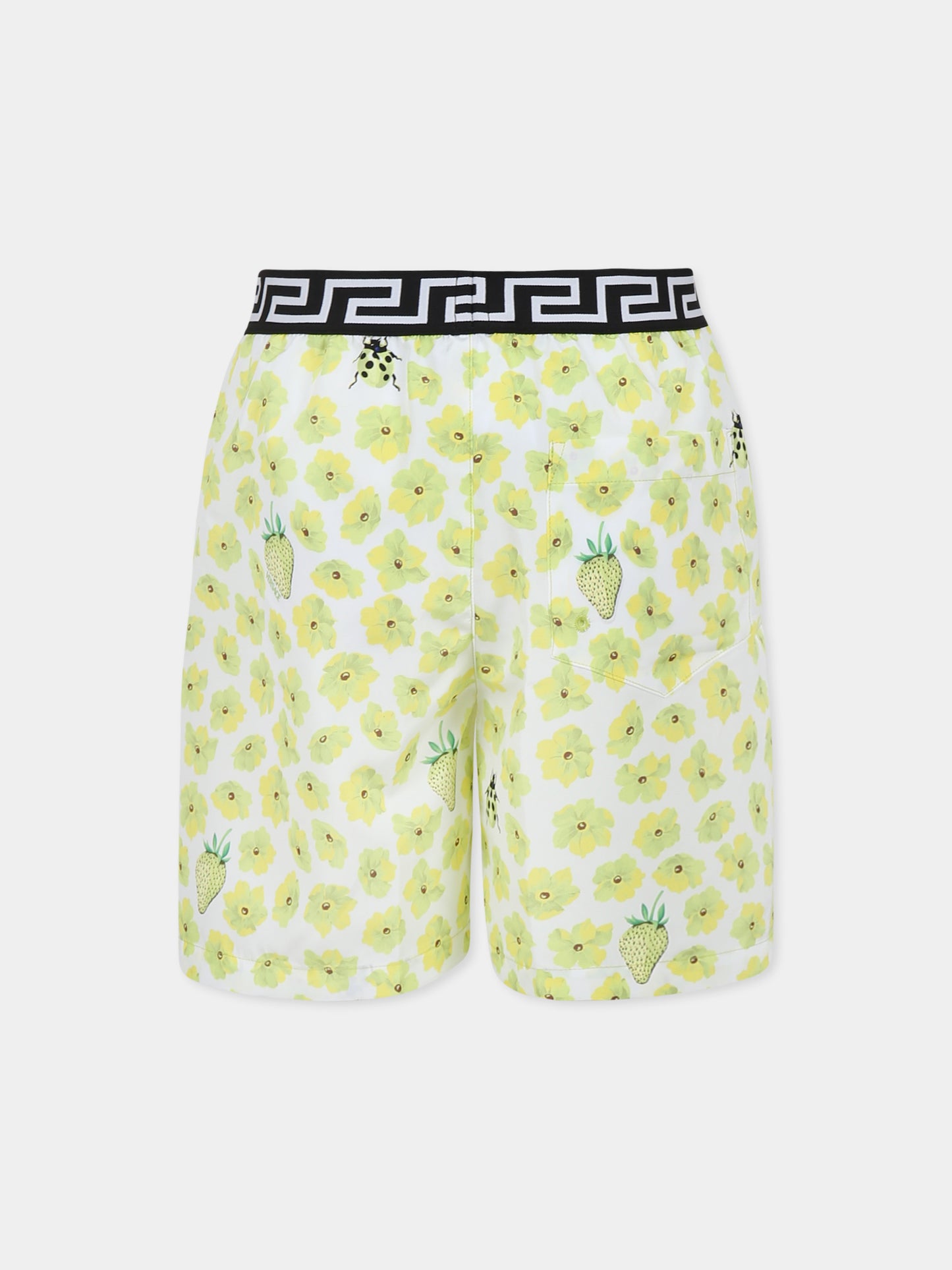 Boxer mare giallo per bambino con stampa floreale