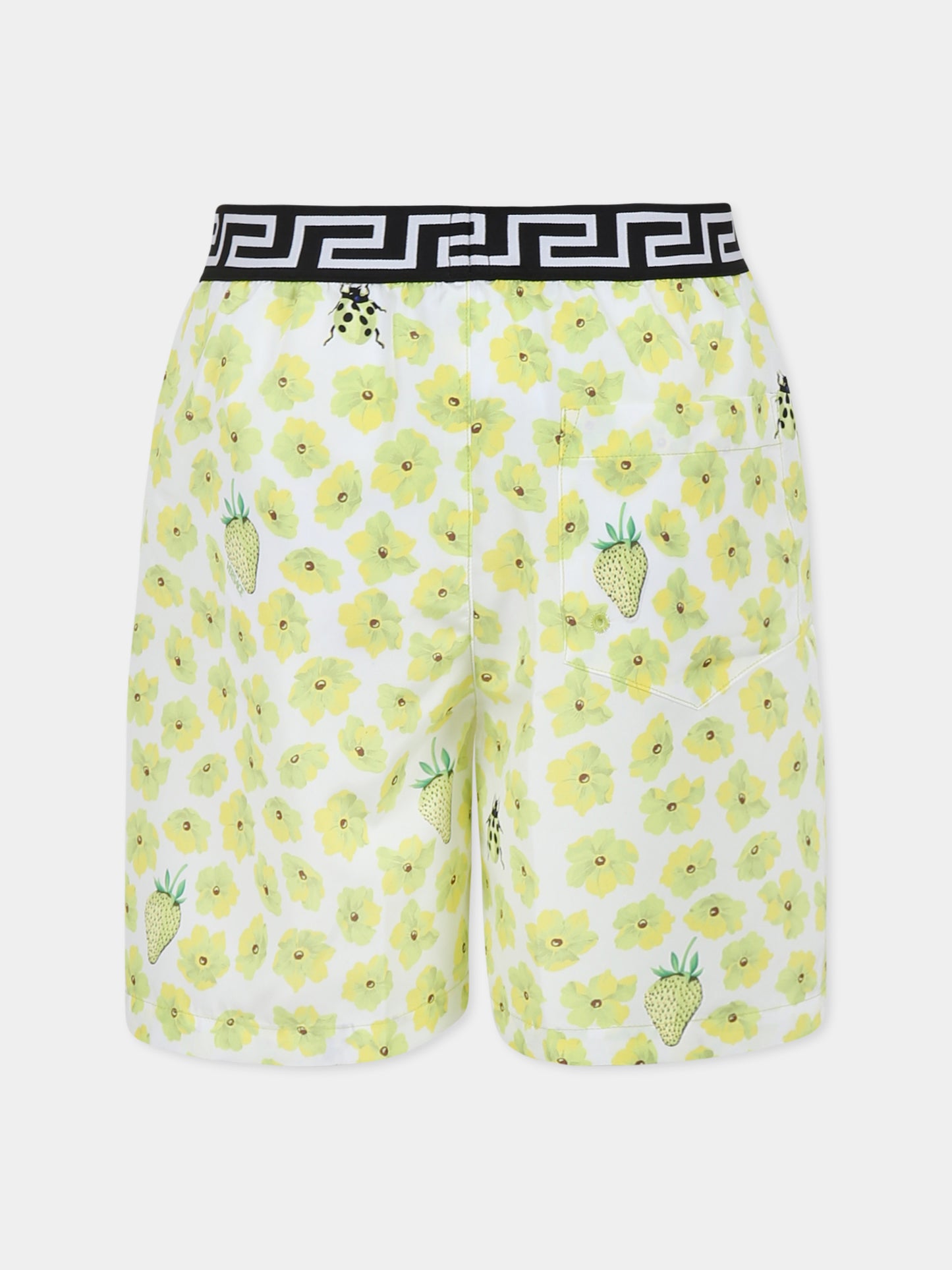 Boxer mare giallo per bambino con stampa floreale,Versace,1018707 1A13289 5W700