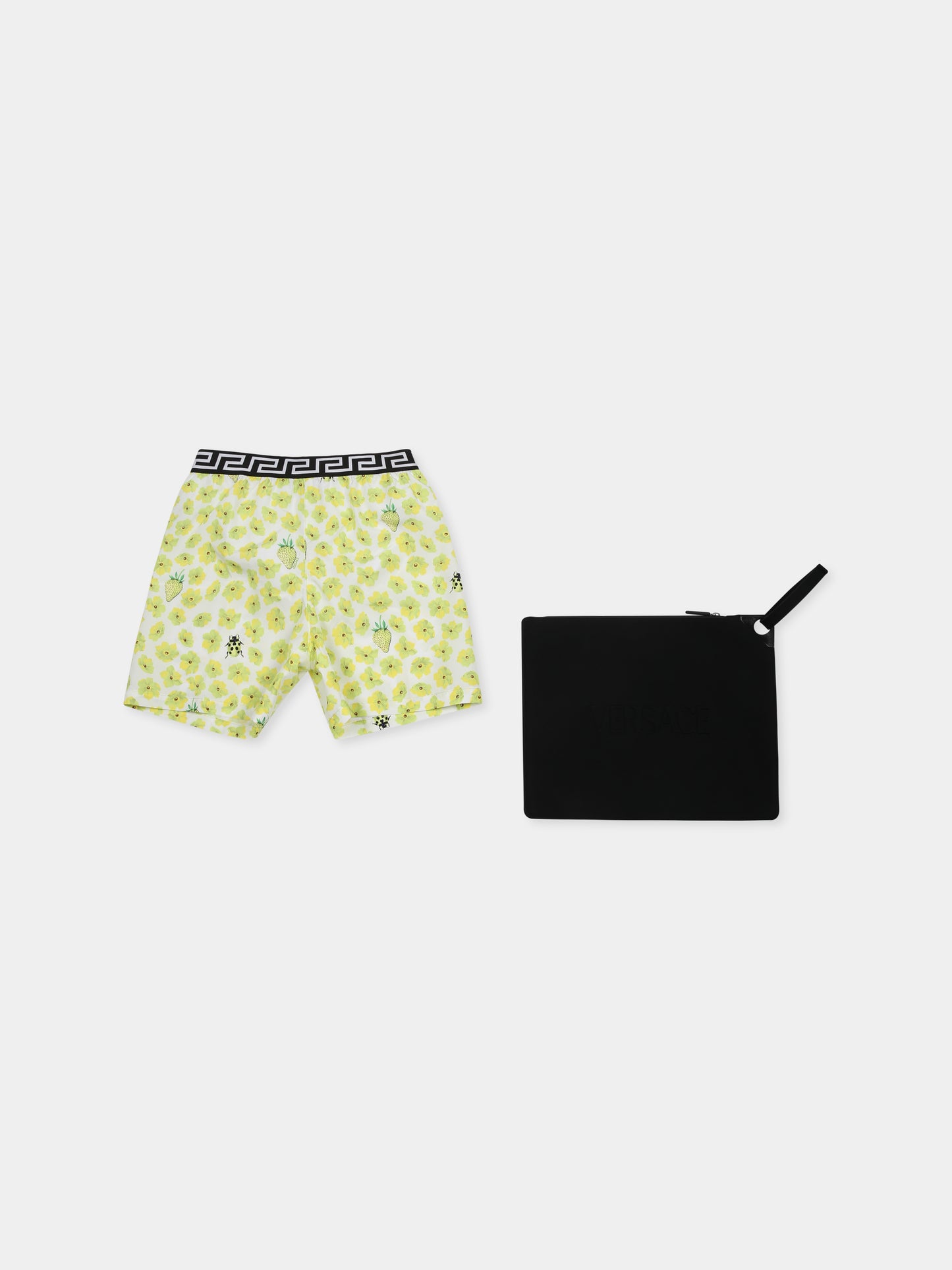 Boxer mare giallo per bambino con stampa floreale