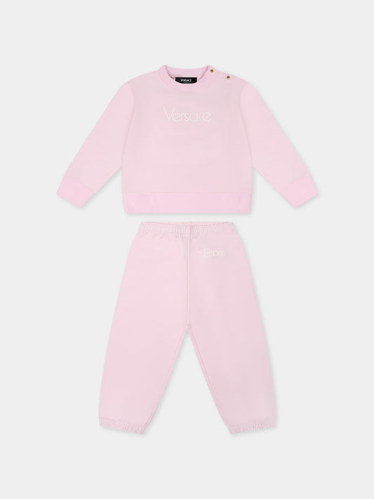 Completo rosa per neonata con logo,Versace,1017967 1A12433 2PW30