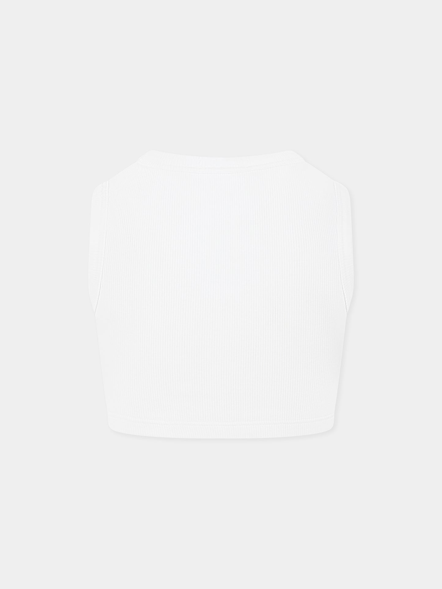 Top crop bianco per bambina con logo