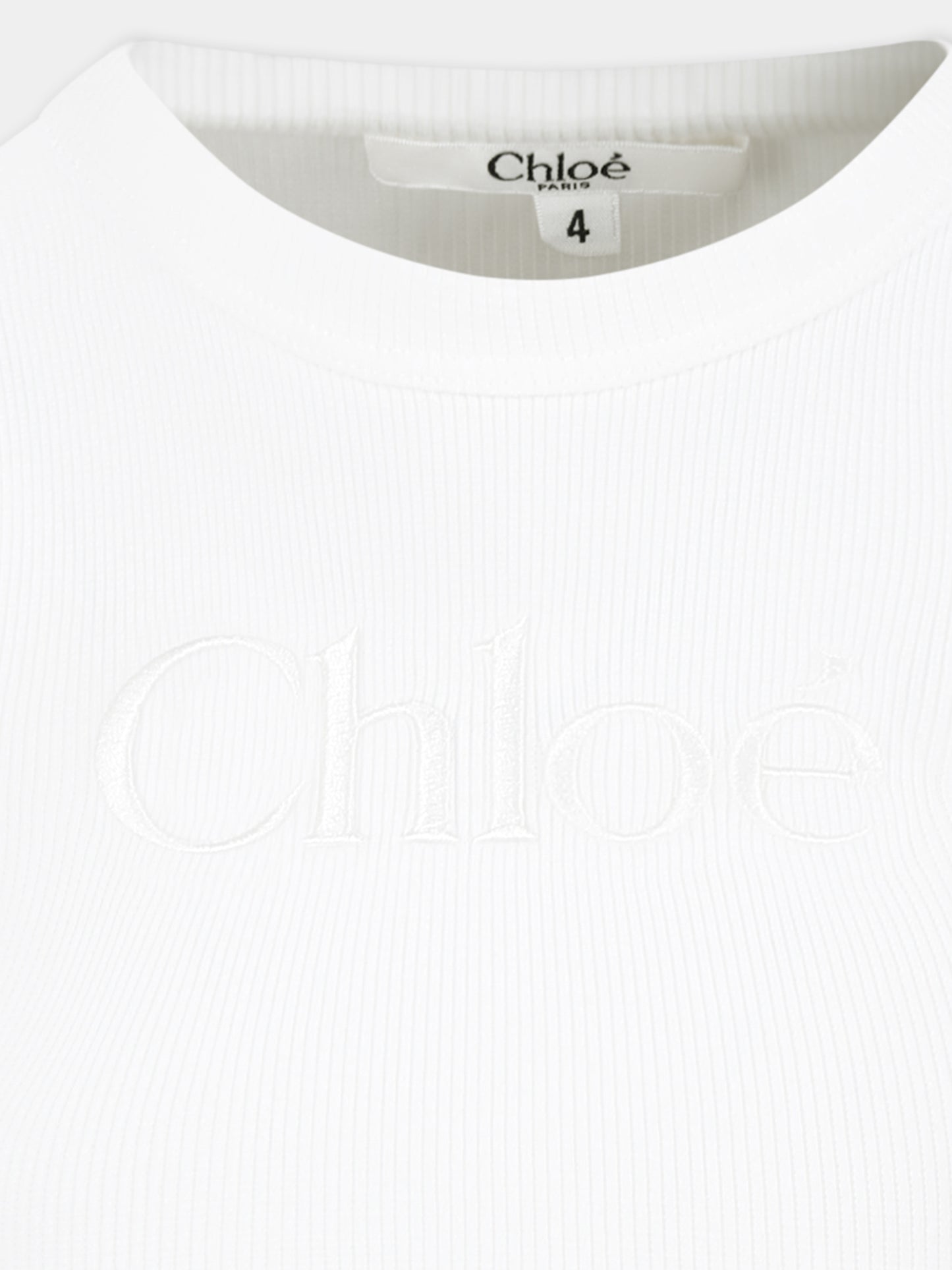 Top crop bianco per bambina con logo