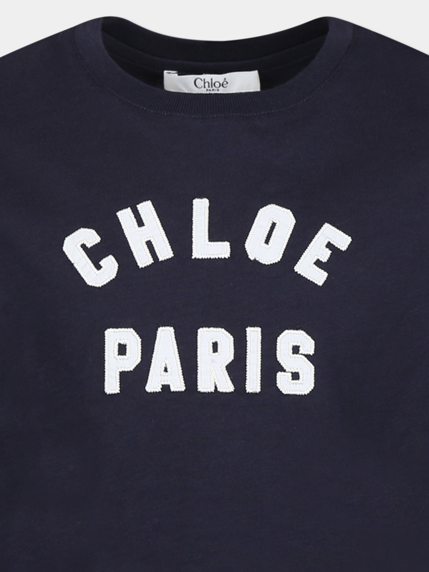 T-shirt crop blu per bambina con logo,Chloé Kids,C20489 859