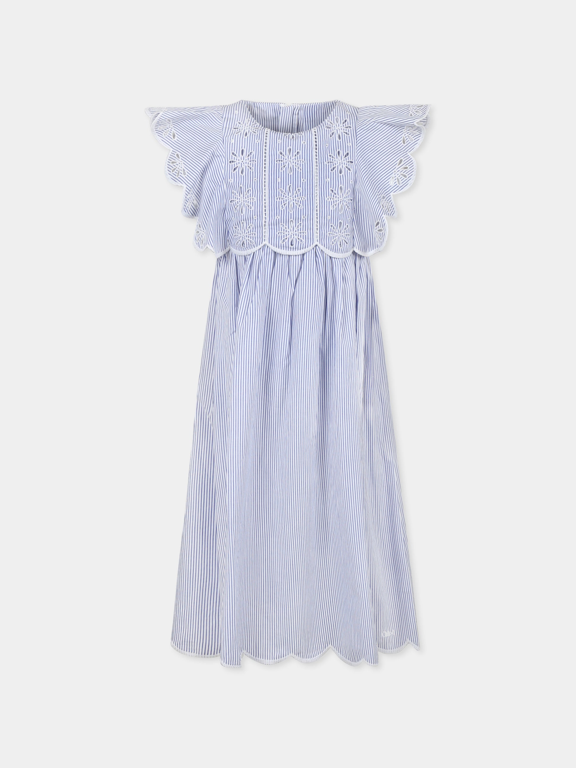 Vestito celeste per bambina con fiori,Chloé Kids,C20446 N48