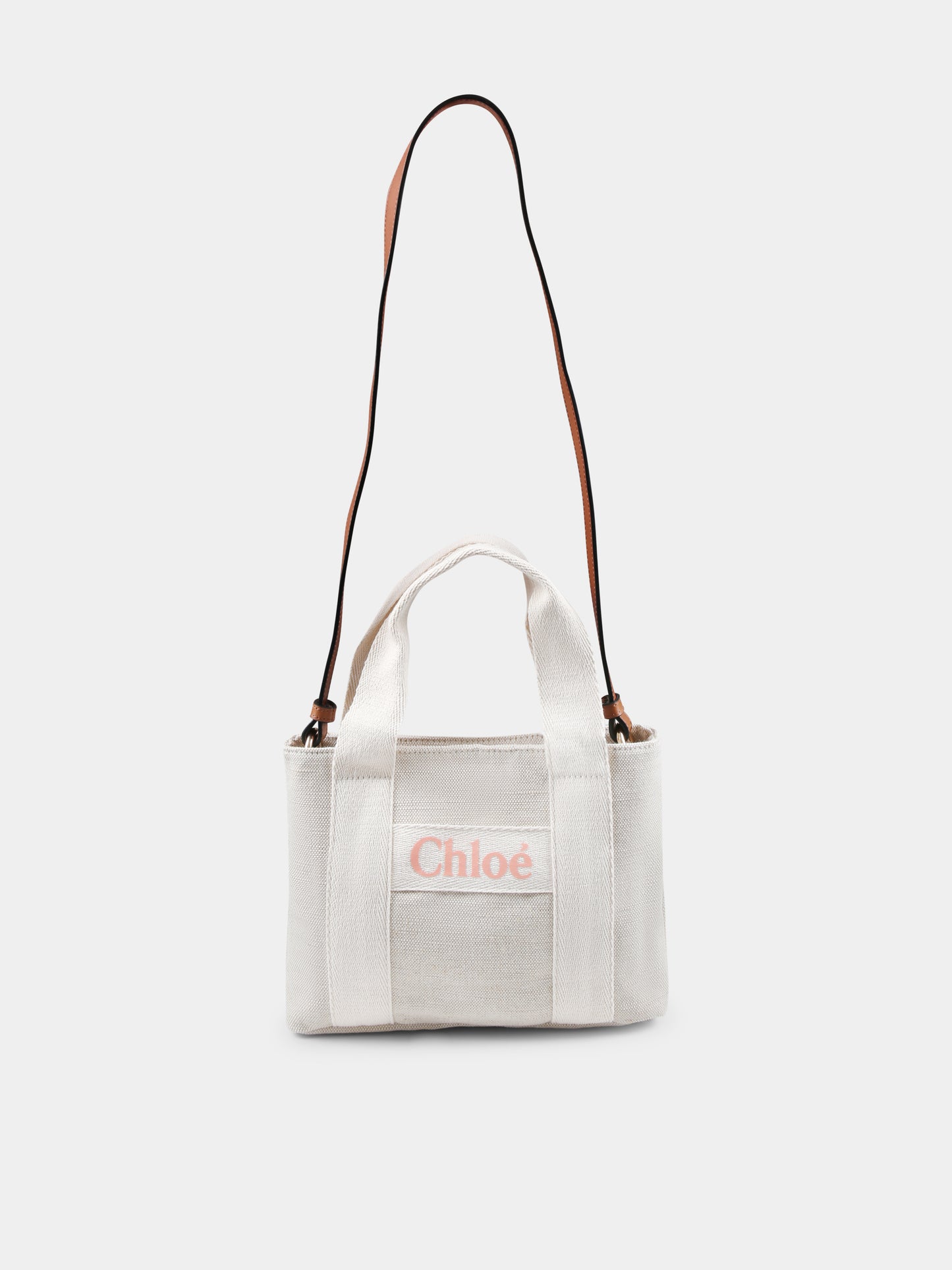 Borsa beige per bambina con logo,Chloé Kids,C20424 Z40