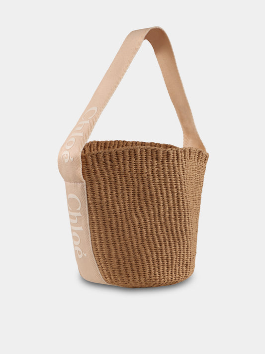 Borsa marrone per bambina con logo