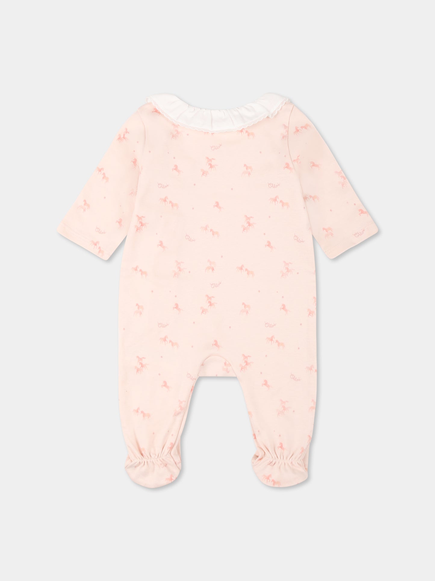 Set rosa per neonata con logo e unicori all over,Chloé Kids,C20410 Z40