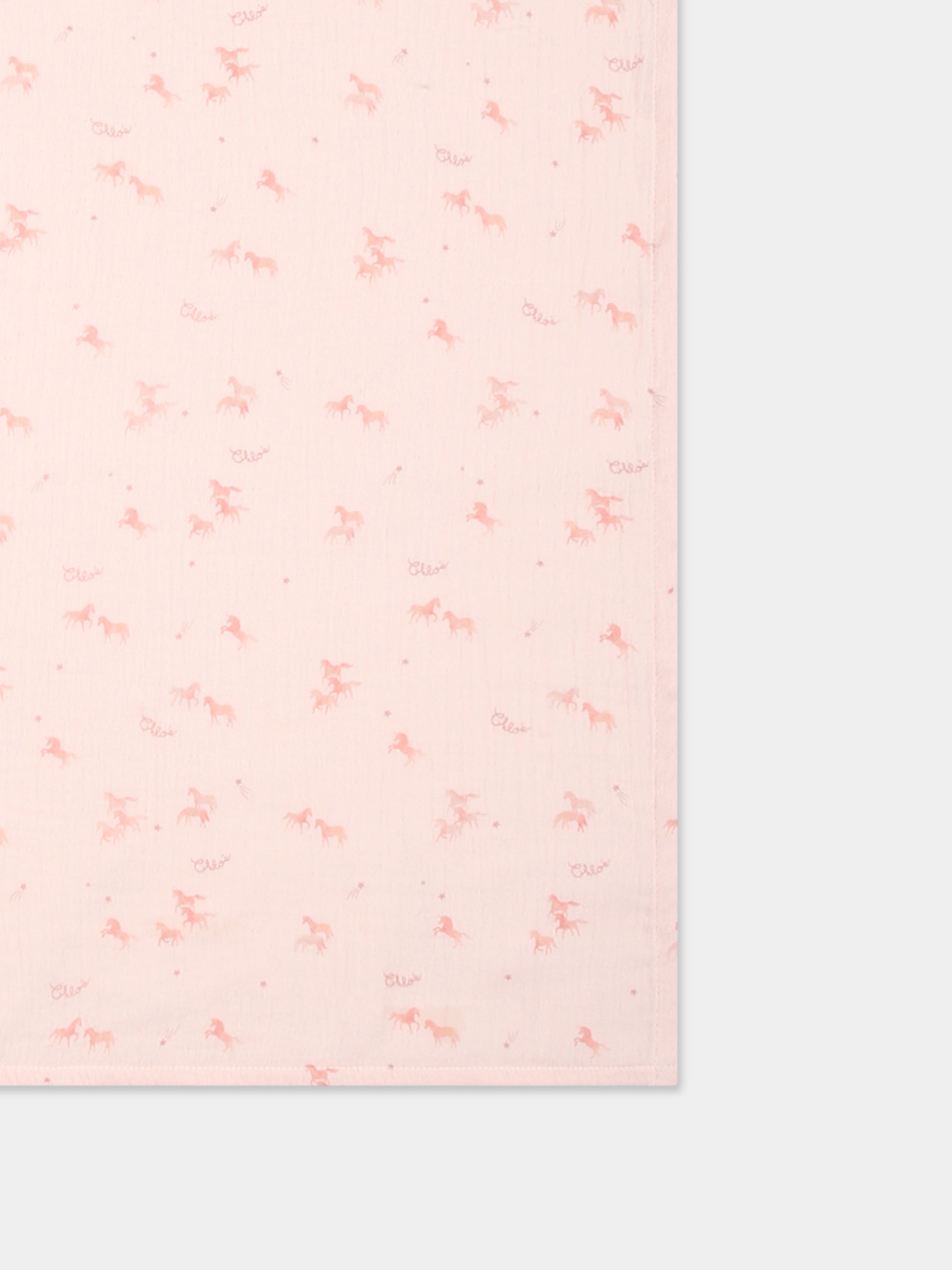 Set rosa per neonata con logo e unicori all over,Chloé Kids,C20410 Z40