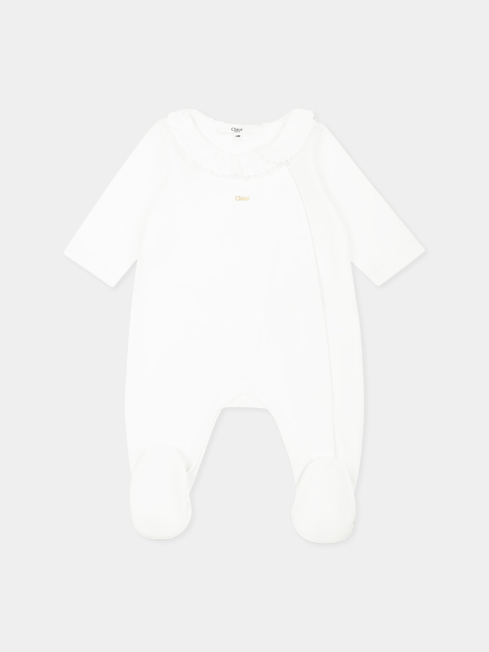 Set tutina bianco pe neonata con logo,Chloé Kids,C20411 117