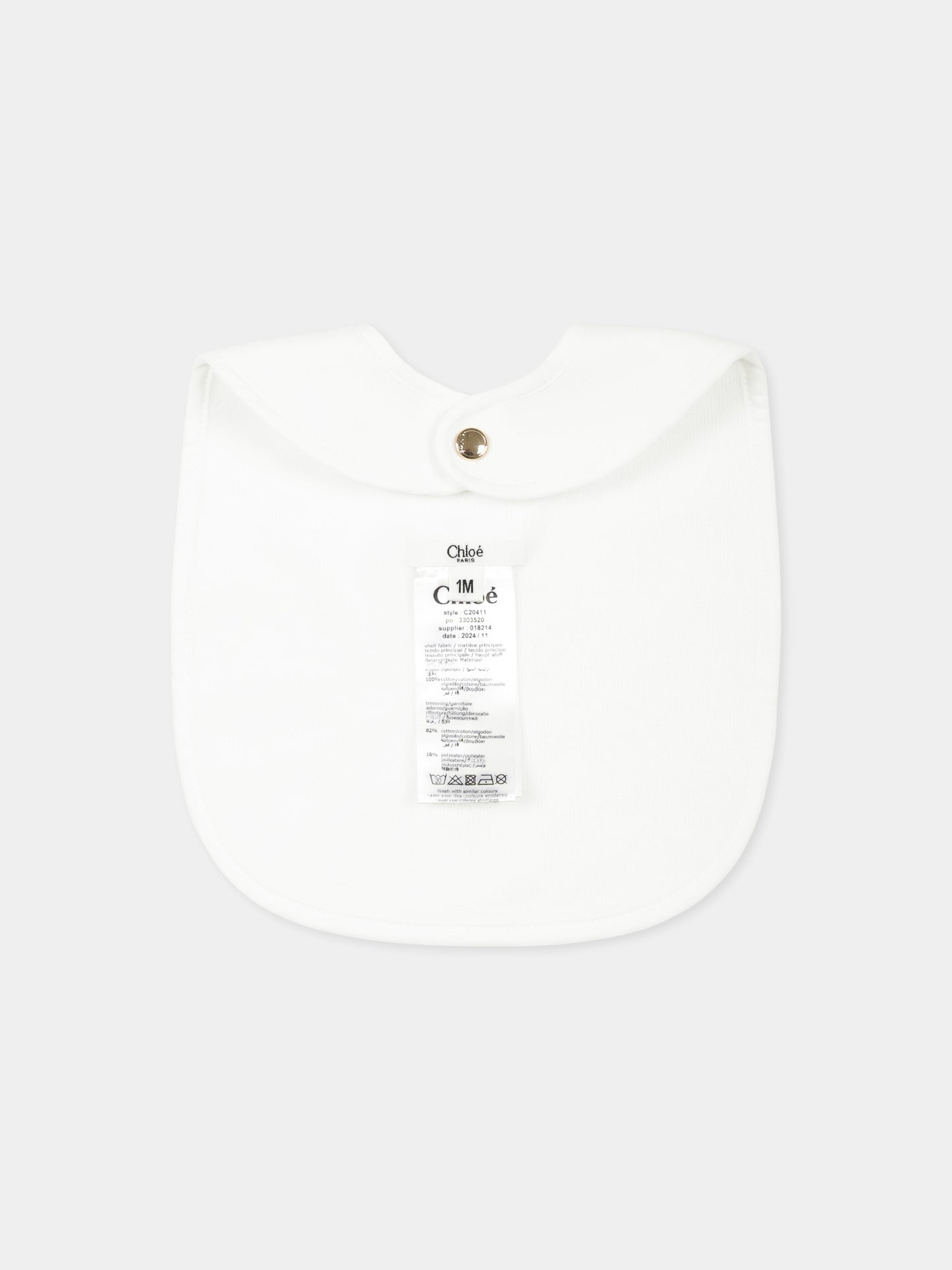 Set tutina bianco pe neonata con logo,Chloé Kids,C20411 117