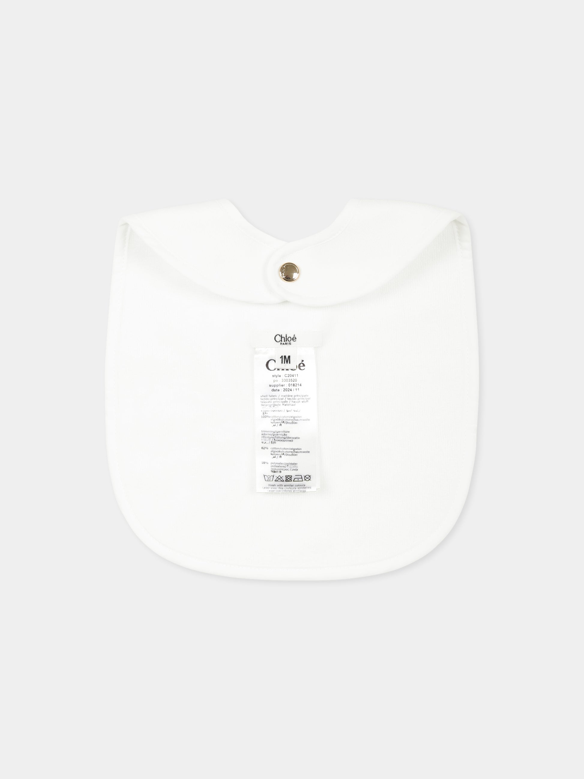 Set tutina bianco pe neonata con logo,Chloé Kids,C20411 117