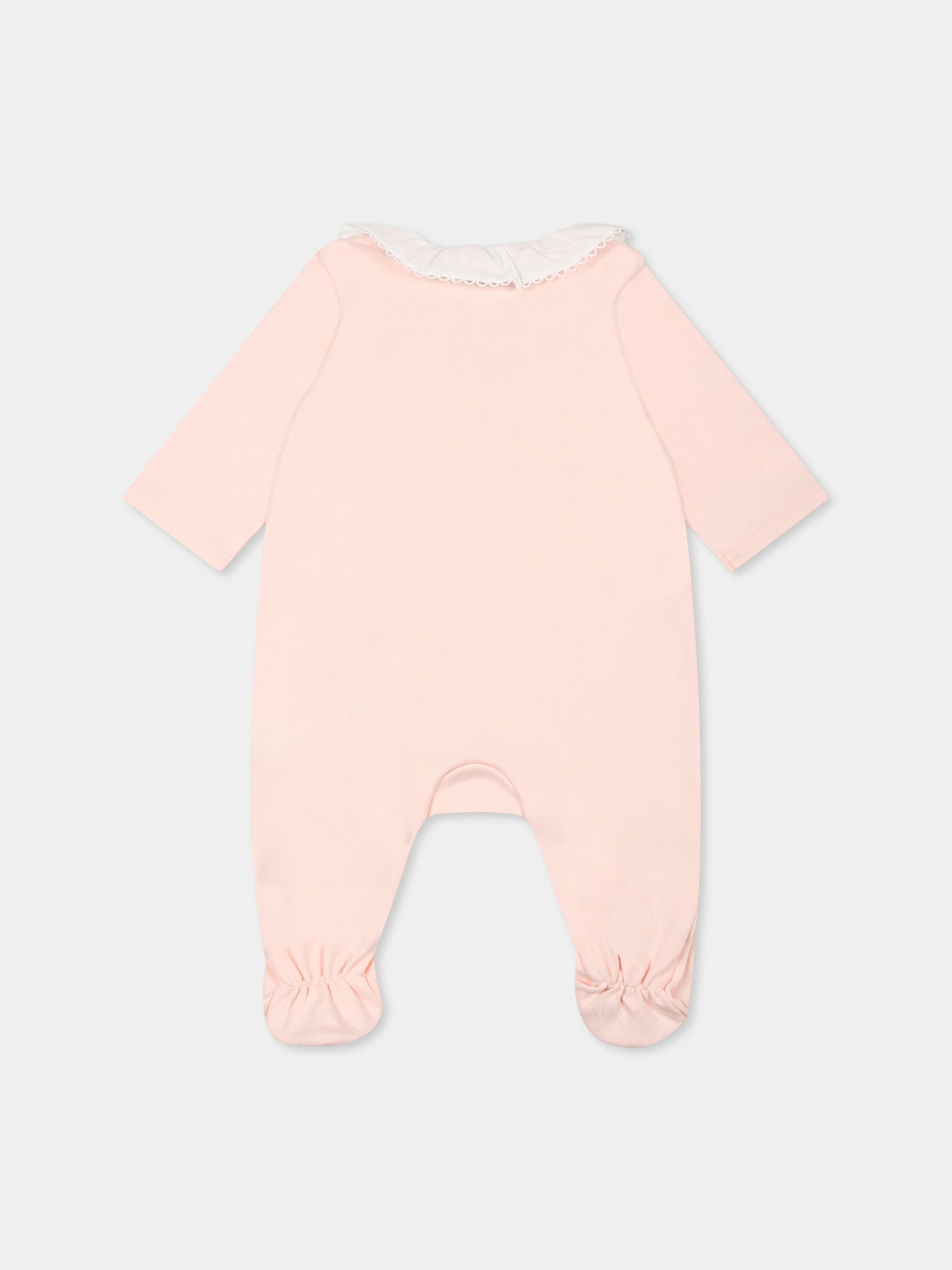 Set tutina rosa pe neonata con logo,Chloé Kids,C20411 45Q