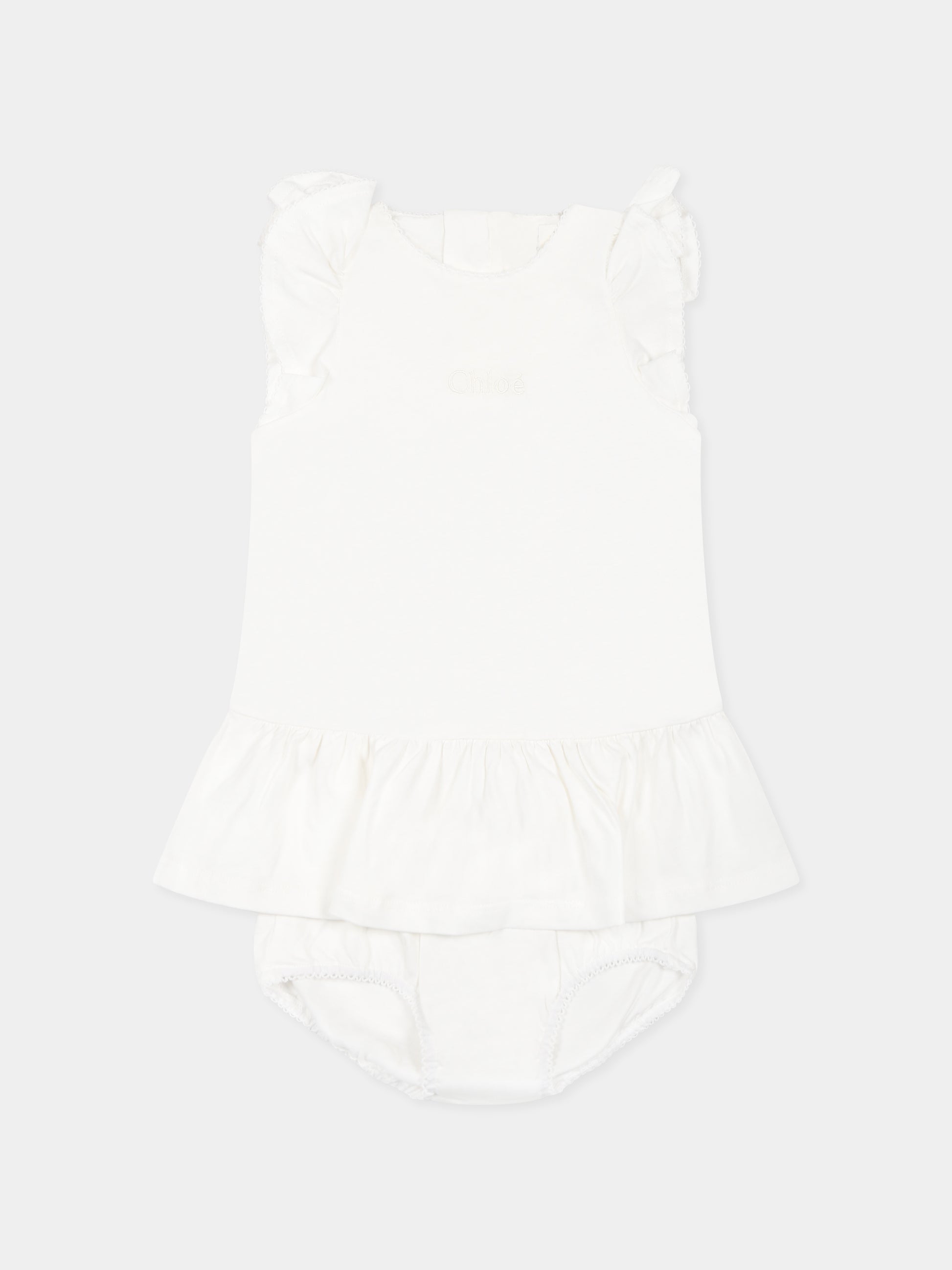 Vestito bianco per neonata con logo,Chloé Kids,C20422 117