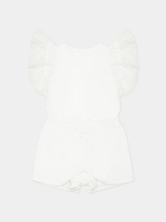 Pagliaccetto bianco per neonata con logo,Chloé Kids,C20542 117