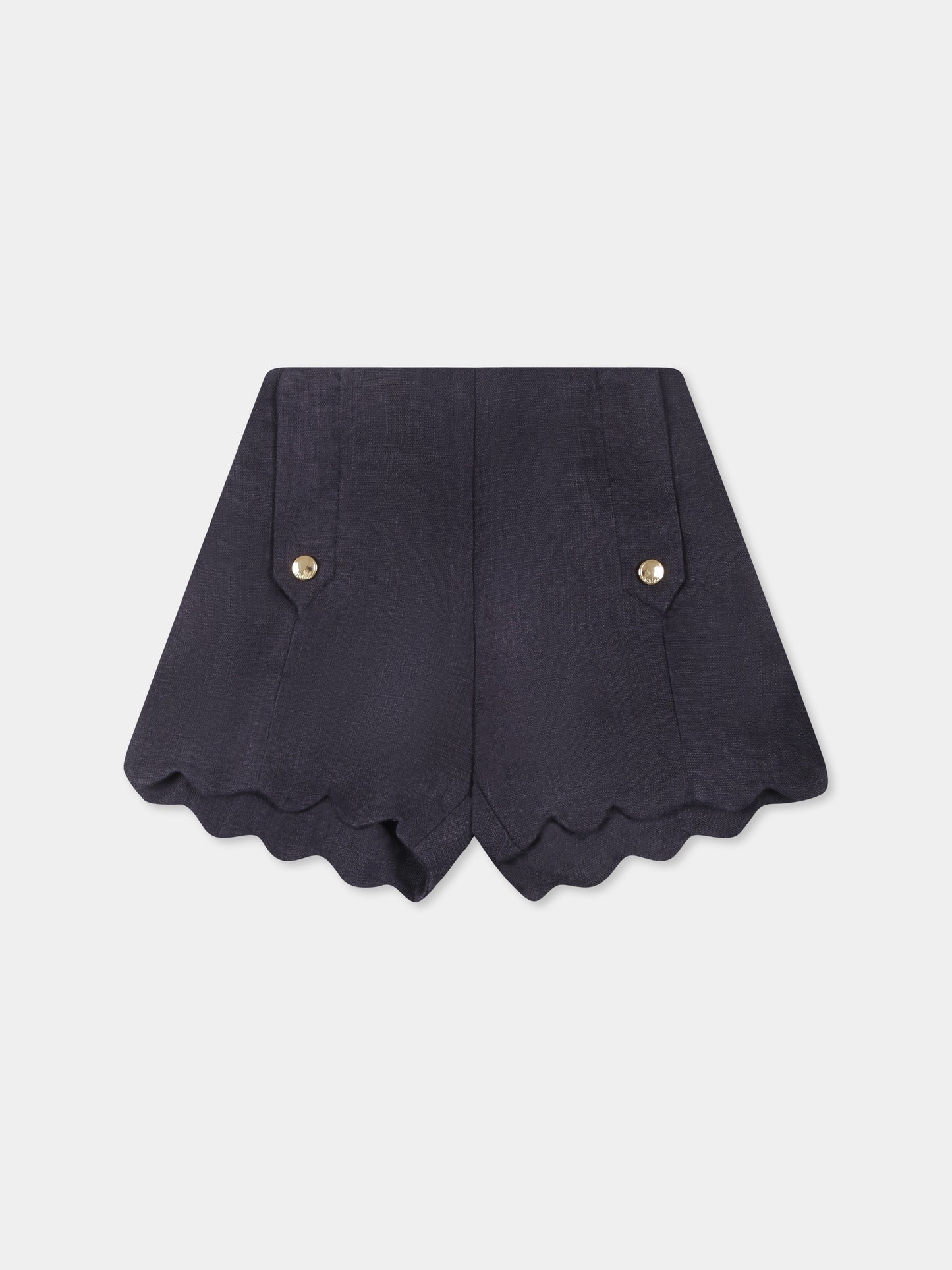 Shorts blu per neonata con logo,Chloé Kids,C20537 859