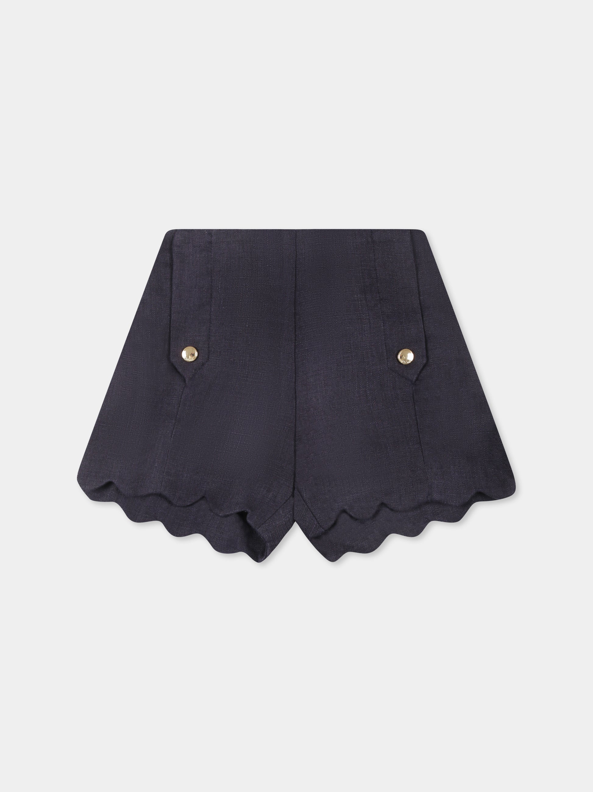 Shorts blu per neonata con logo,Chloé Kids,C20537 859