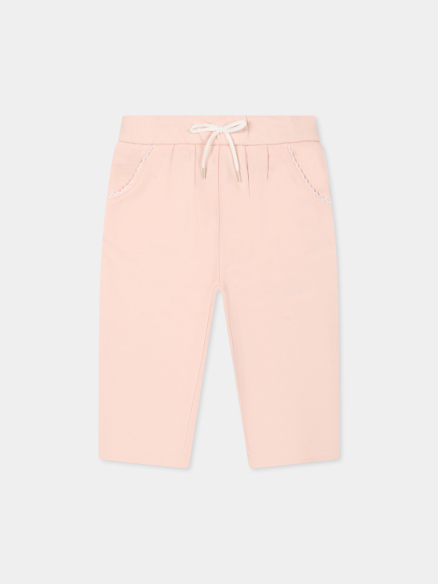 Pantaloni rosa per neonata con logo