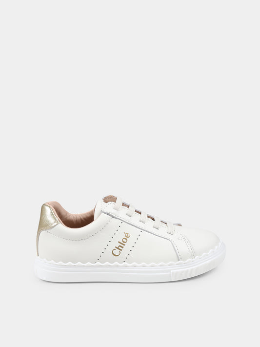 Sneakers avorio per bambina con logo,Chloé Kids,C20520 117