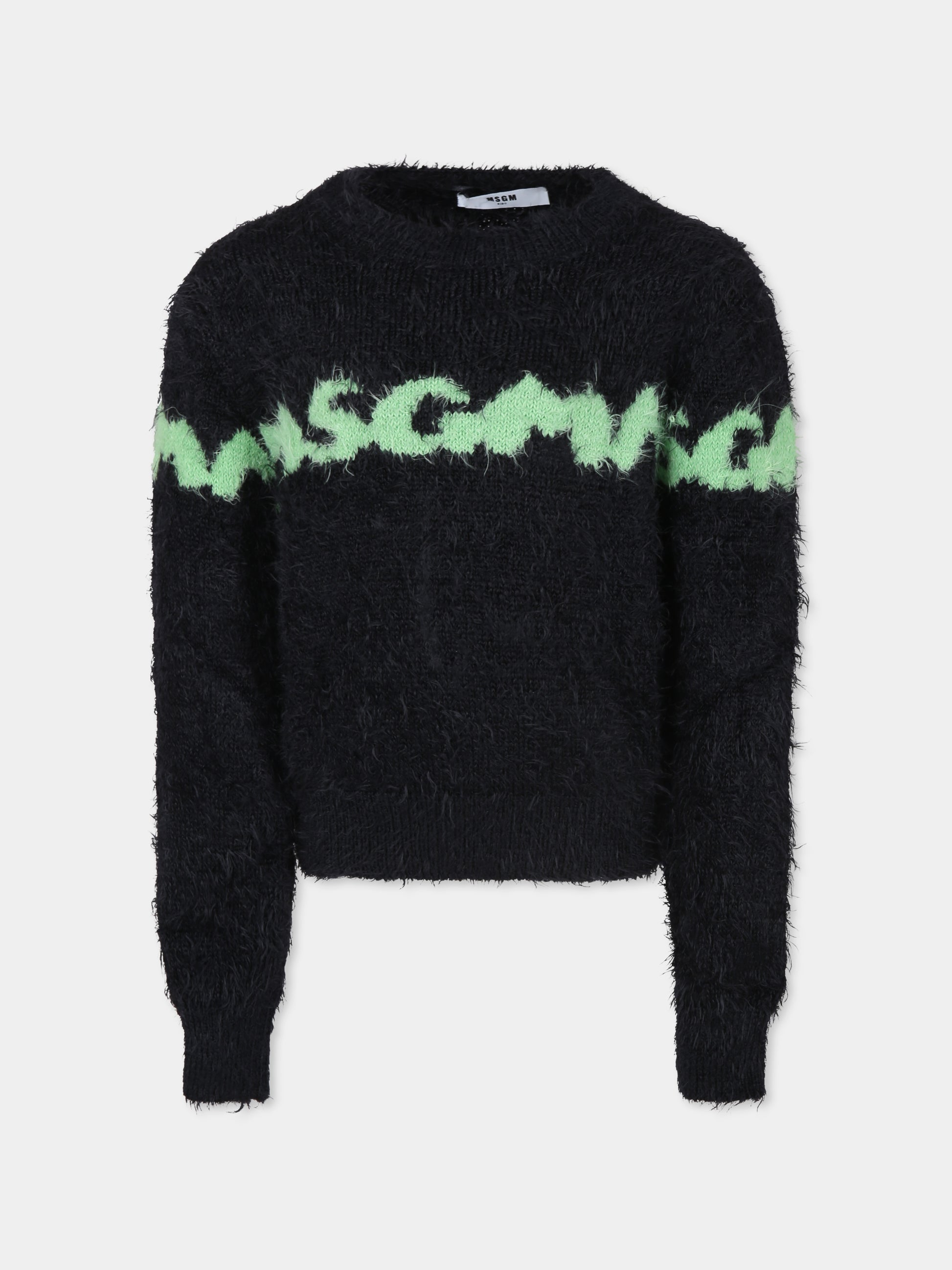 Maglione nero per bambina con logo,Msgm Kids,F3MSJGJP091 110