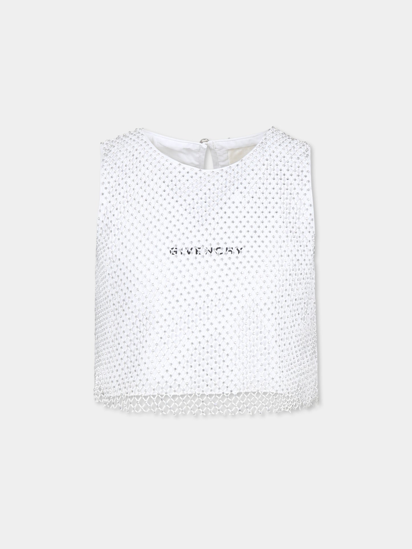 Top crop grigio per bambina con logo