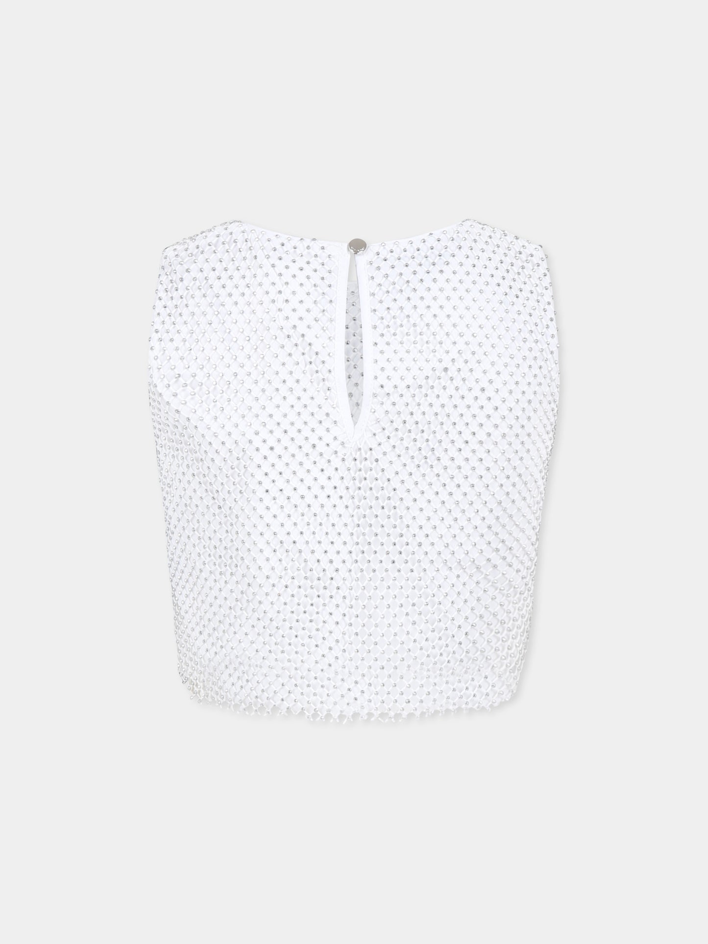 Top crop grigio per bambina con logo