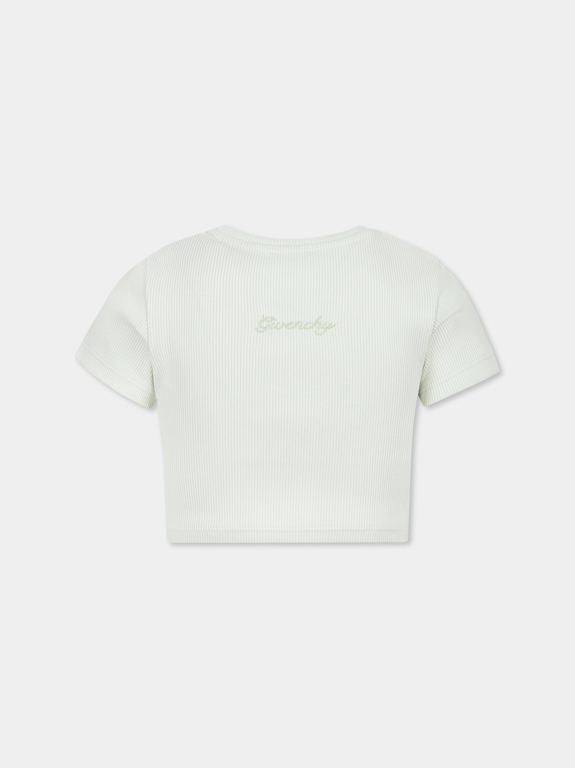 T-shirt crop verde per bambina con motivo 4G,Givenchy Kids,H30804 72G