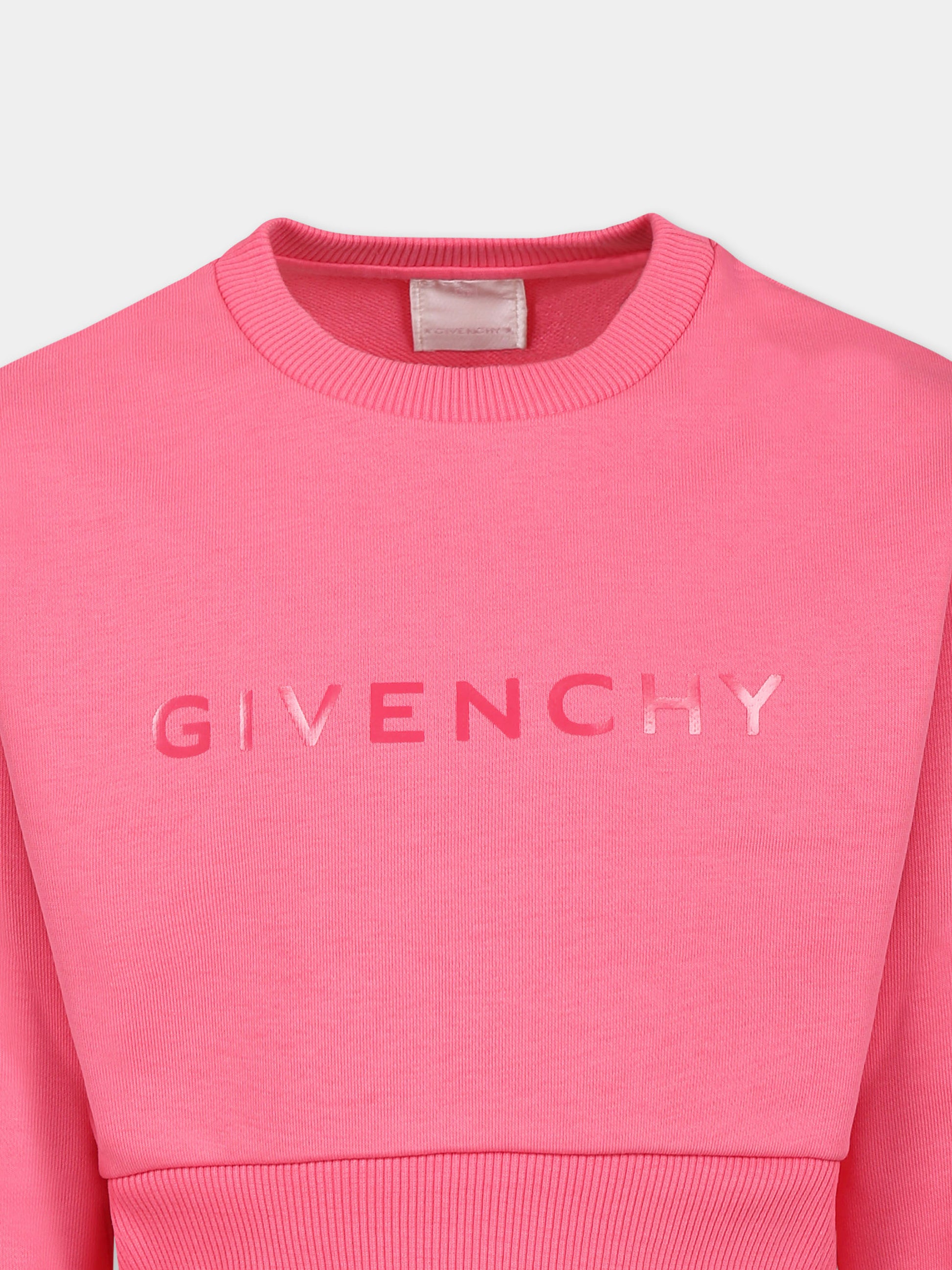 Felpa crop rosa per bambina con logo,Givenchy Kids,H30773 488